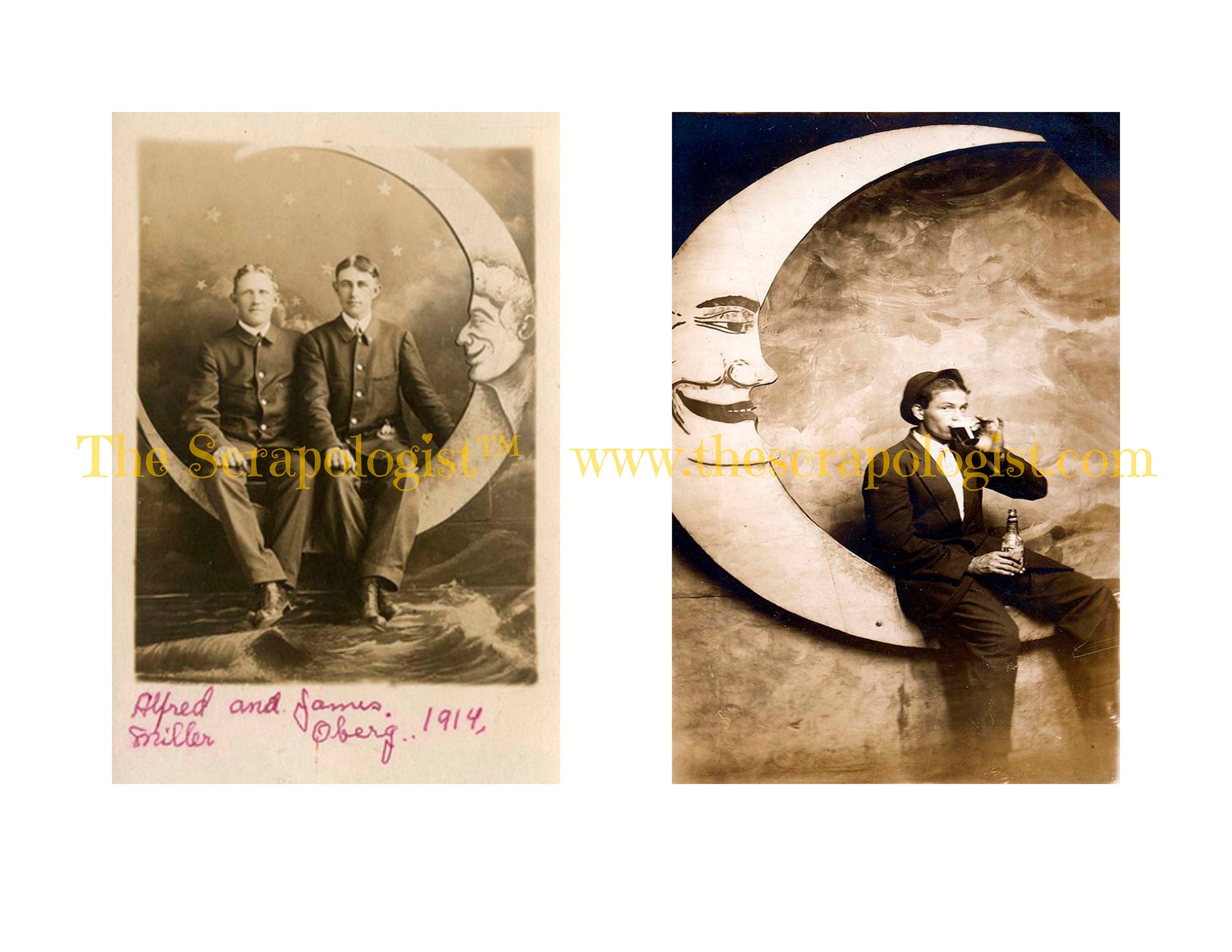 Vintage Moon Photos, Junk Journal Page Inserts, Printable Ephemera Pack | Digital Download