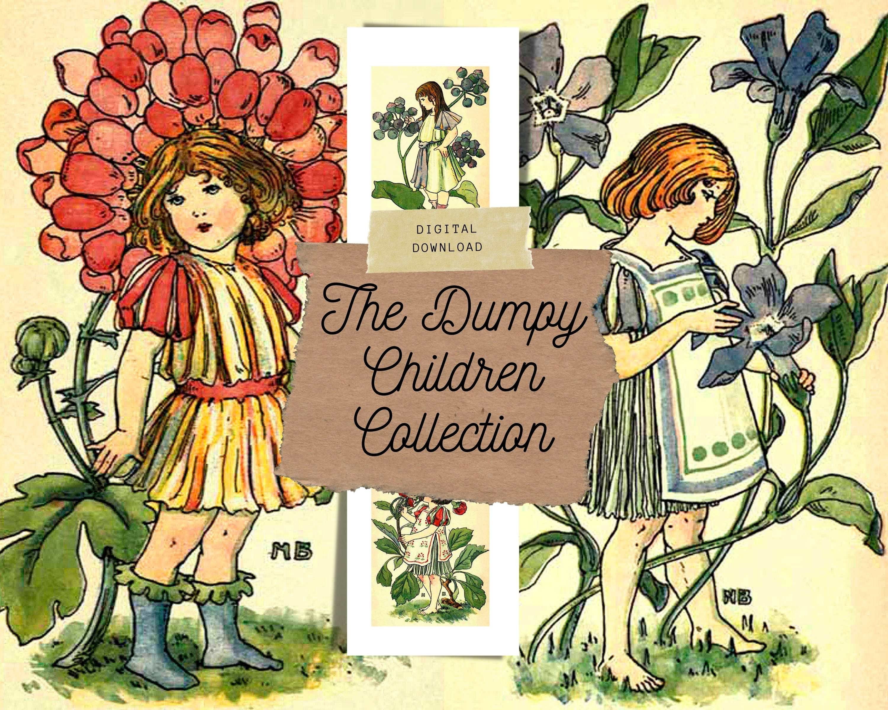 The Dumpy Children Book, Vintage Flowers, Fairies, Printable Junk Journal Kit, Page Inserts | Digital download
