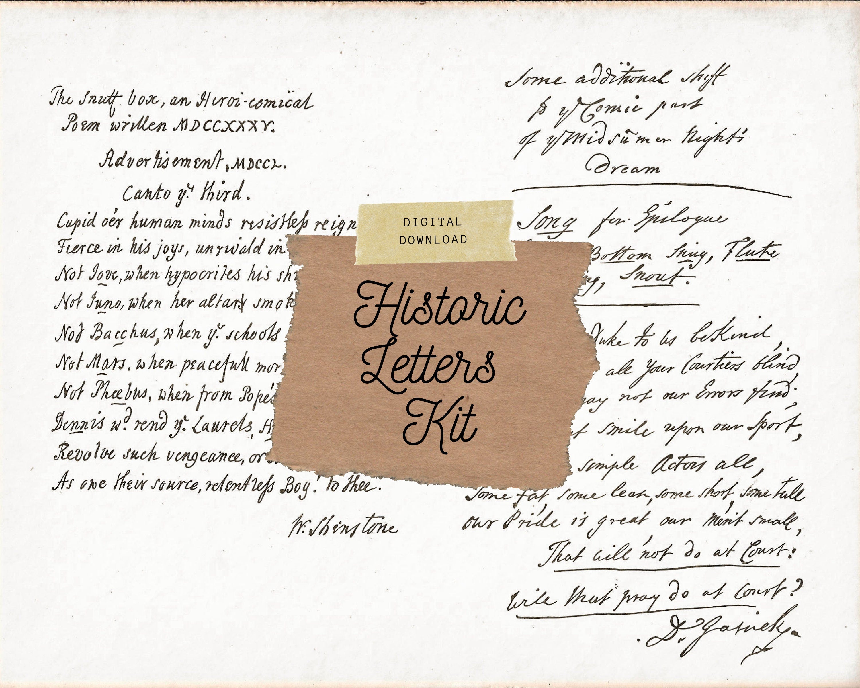 Historic Letters and Documents, Vintage Junk Journal Kit, includes Sideshow Announcement | Digital Download