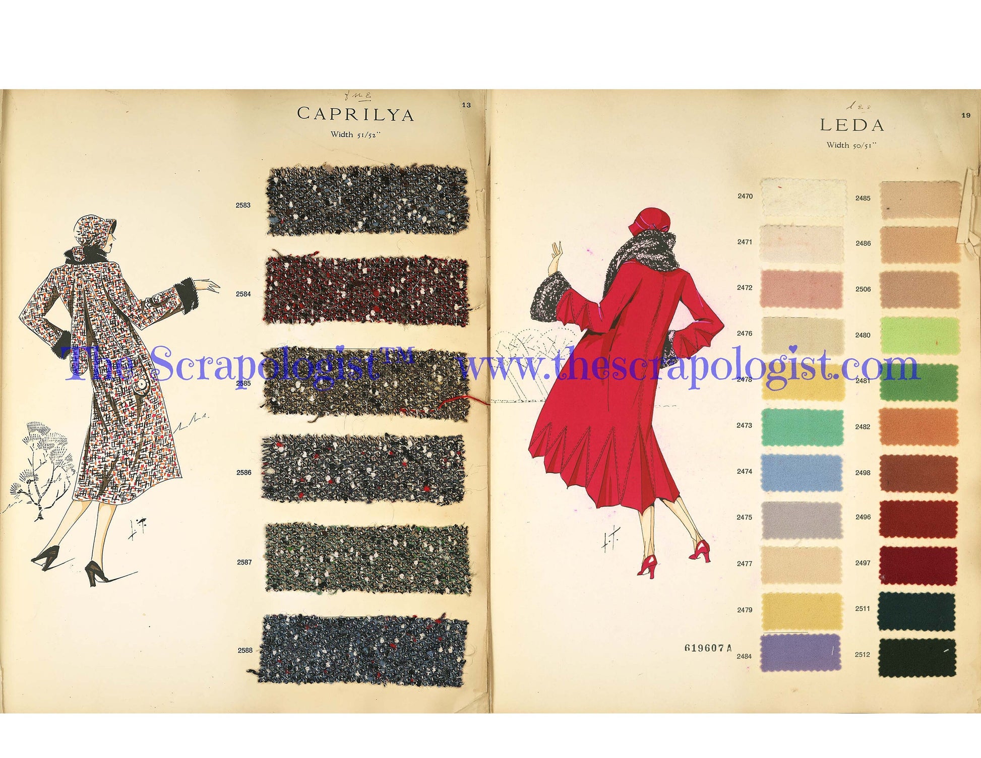Vintage French Fashions, Textile Fabric Swatches, Printable Junk Journal Ephemera Kit | Digital Download