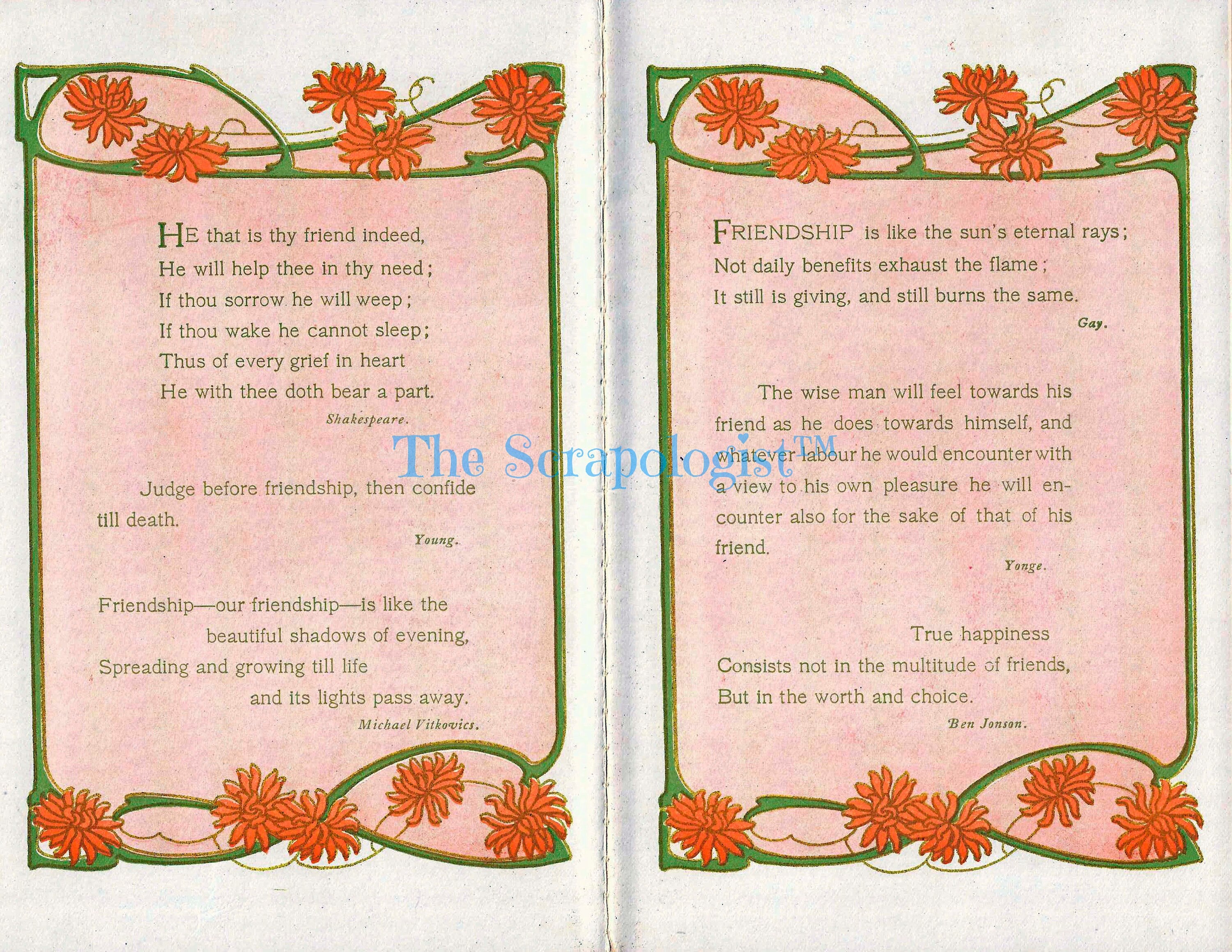 Friendship Memory Book, DIY Junk Journal or Scrapbook Album Kit, Vintage Ephemera, Page Inserts, Collage Papers | Digital Download