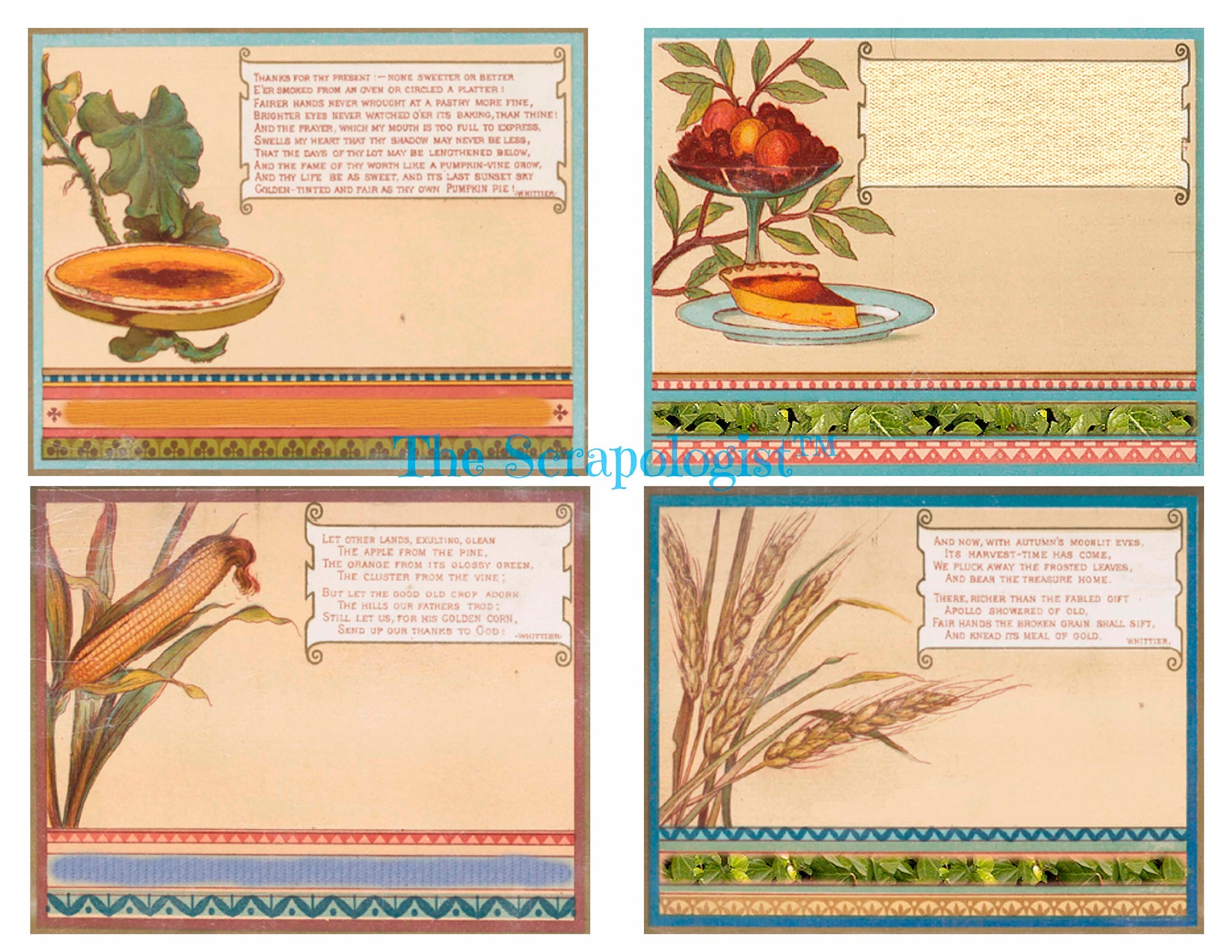 Vintage Fall Junk Journal Kit, Autumn Harvest Ephemera, Use as Pockets or Journal Cards | Digital Download, Printable