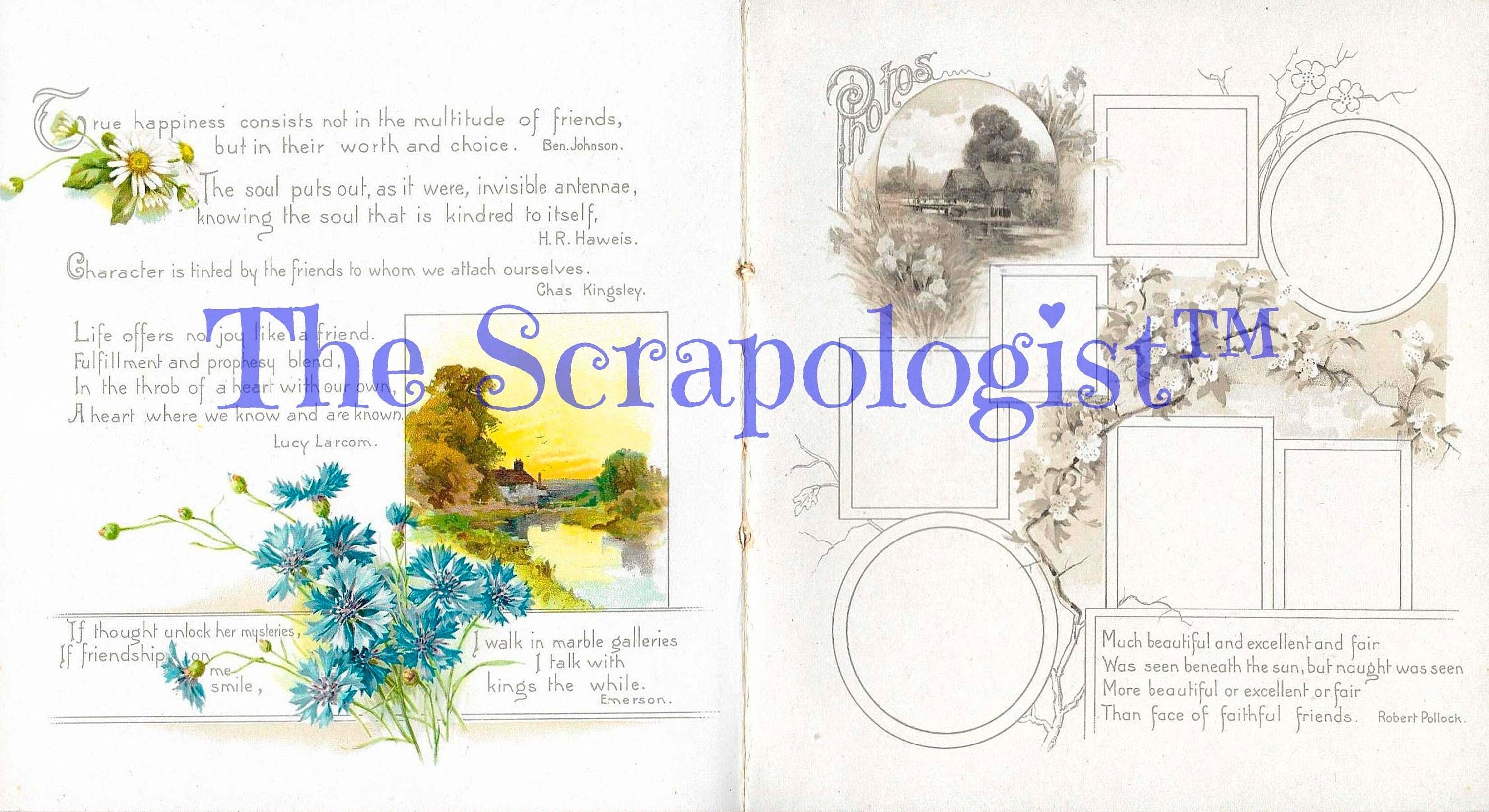 Friendship Memory Book, DIY Junk Journal or Mini Album Kit, Vintage Ephemera, Page Inserts, Collage Papers | Digital Download