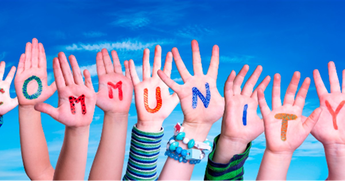 Children's hands spelling community