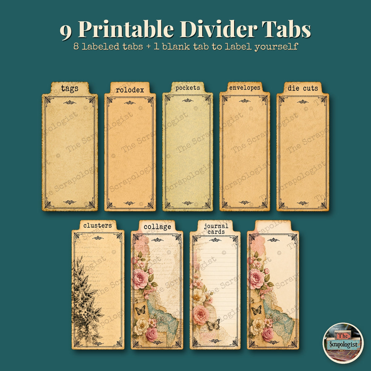 Junk Journal Ephemera Organizer System | Printable Divider Tabs