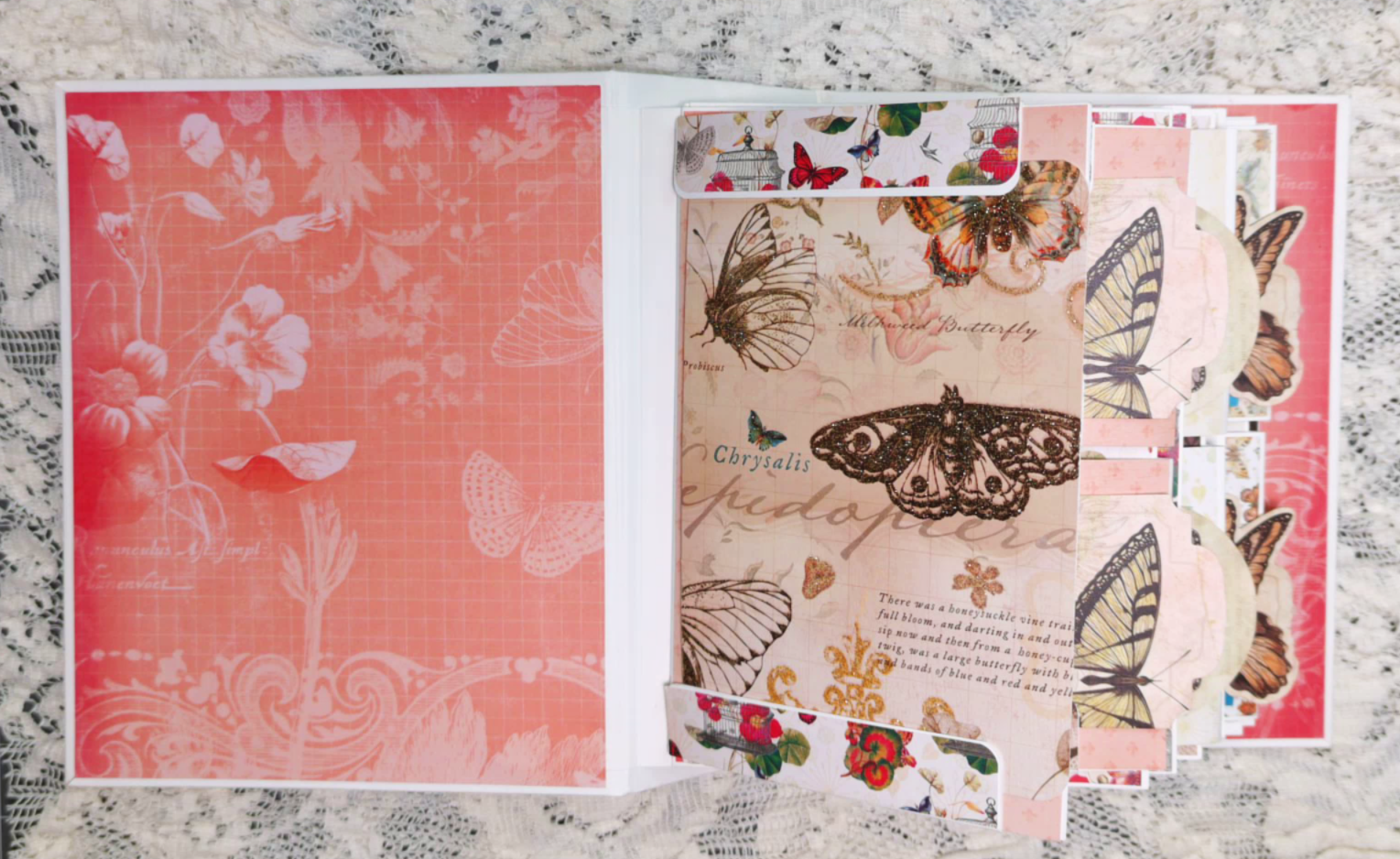 Butterfly Scrapbook Mini Album | Botanical Ephemera Album | Nature-Inspired Memory Book
