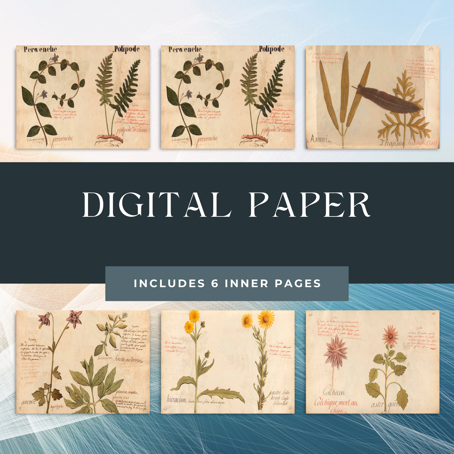 Botanical Junk Journal Kit - Great for Beginner, DIY, Watercolor Plants and Flowers | Digital Download