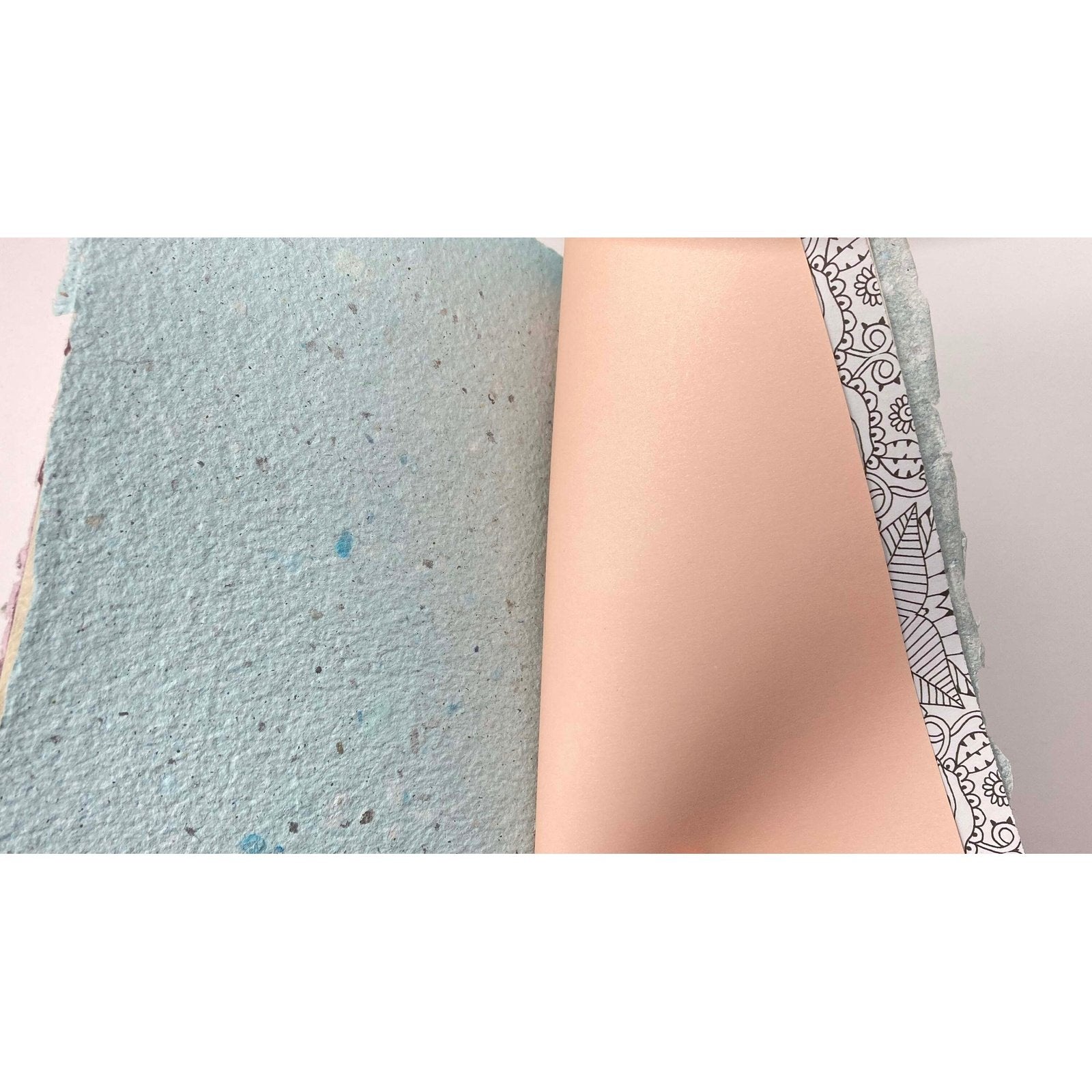 Art Journal with Handmade Paper Cover, Variety of Mixed Media Pages, Hand Sewn Binding with Stick Inserted