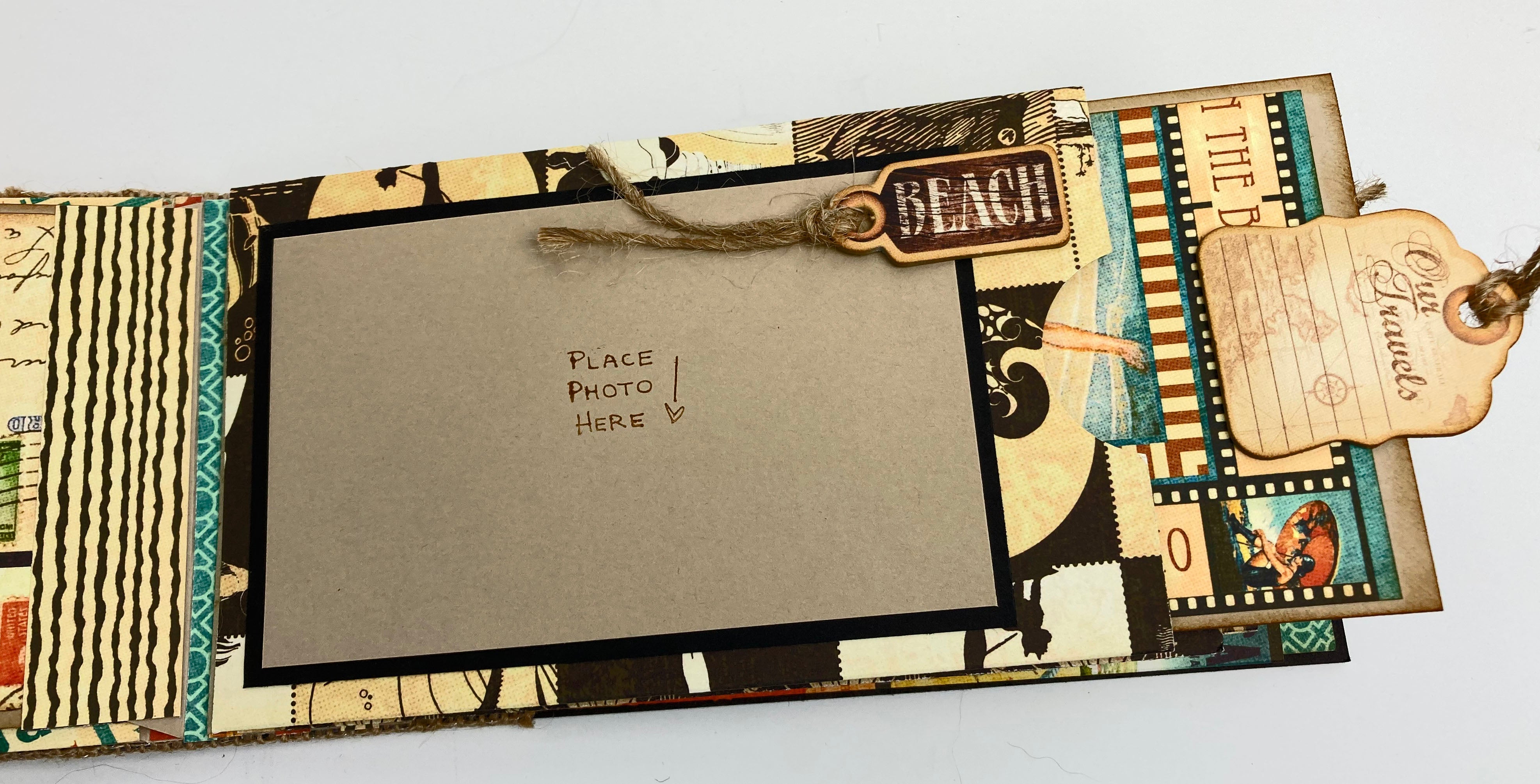 Beach Photo Travel Album, Summer Vacation Mini Album, Vintage Ocean Theme