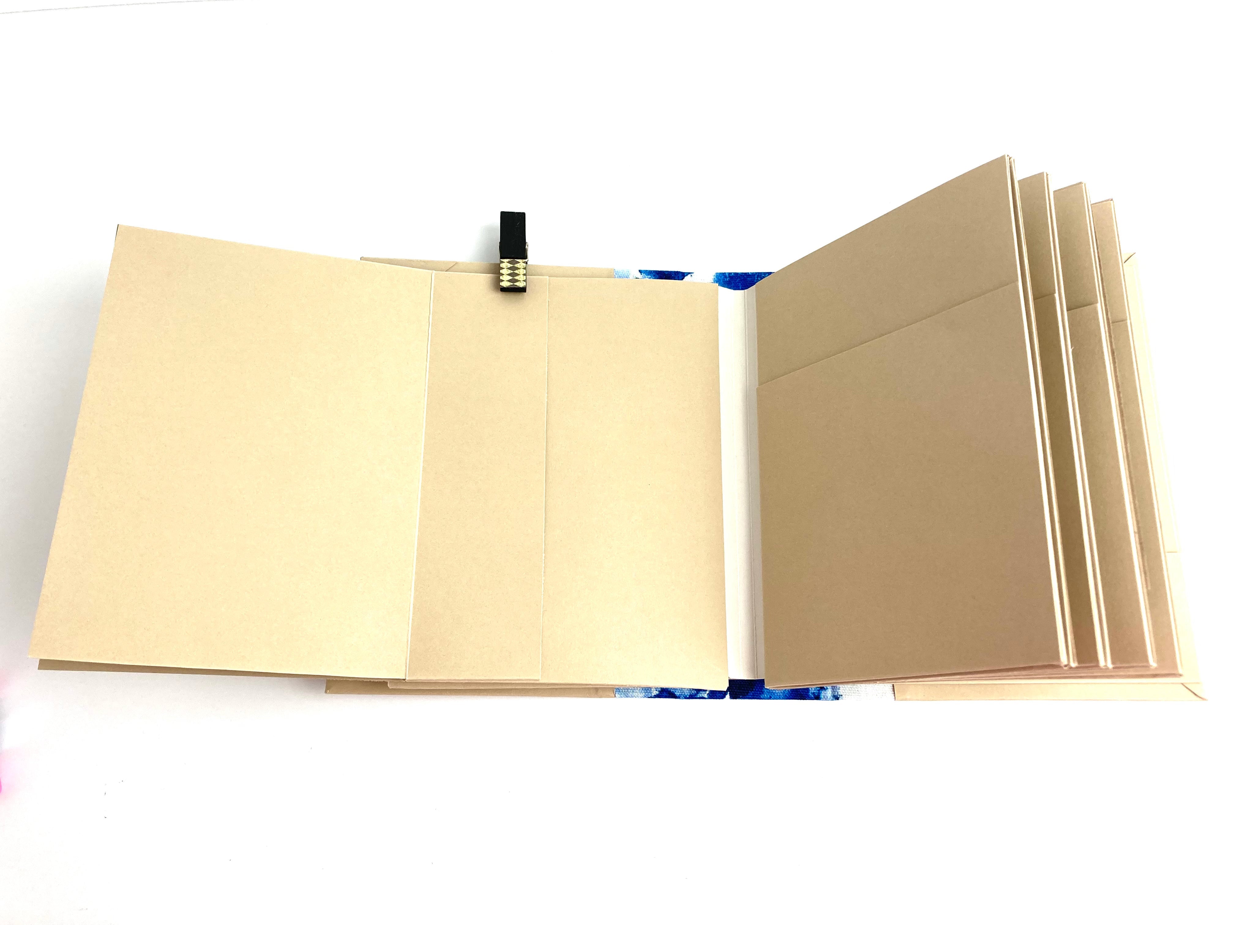 Blank Mini Album, Handmade, Blue Watercolor Fabric Spine, DIY Scrapbook - You Decorate it, SHIPS FAST!