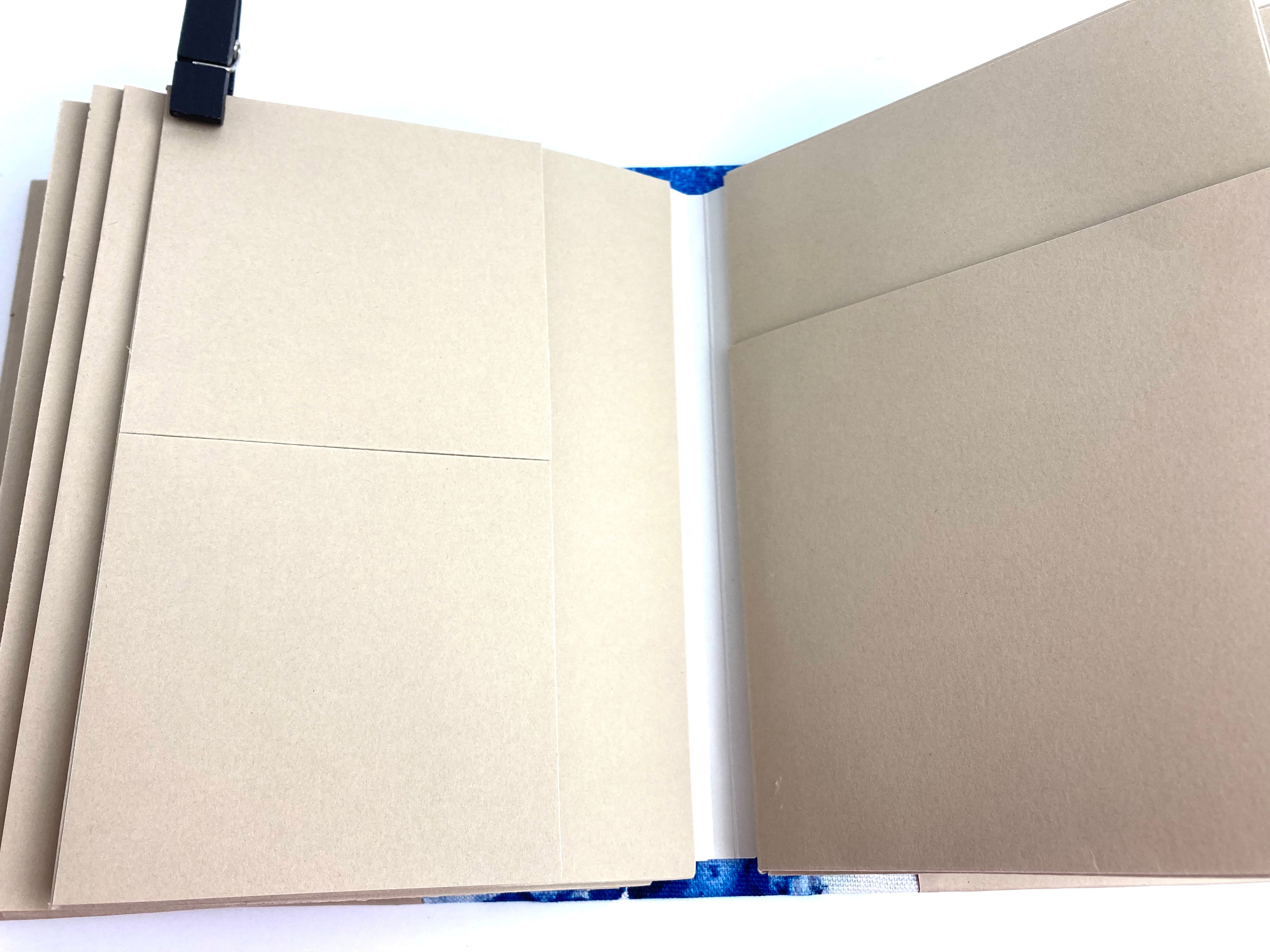 Blank Mini Album, Handmade, Blue Watercolor Fabric Spine, DIY Scrapbook - You Decorate it, SHIPS FAST!