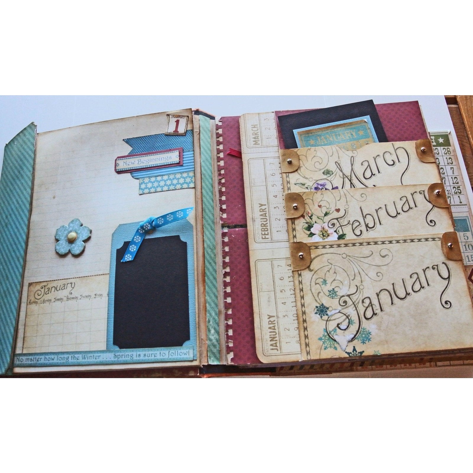 Blank Scrapbook Album, Handmade - Large Album with Storage Case to document a year of your life, for Photos and Memorabilia, You Decorate it
