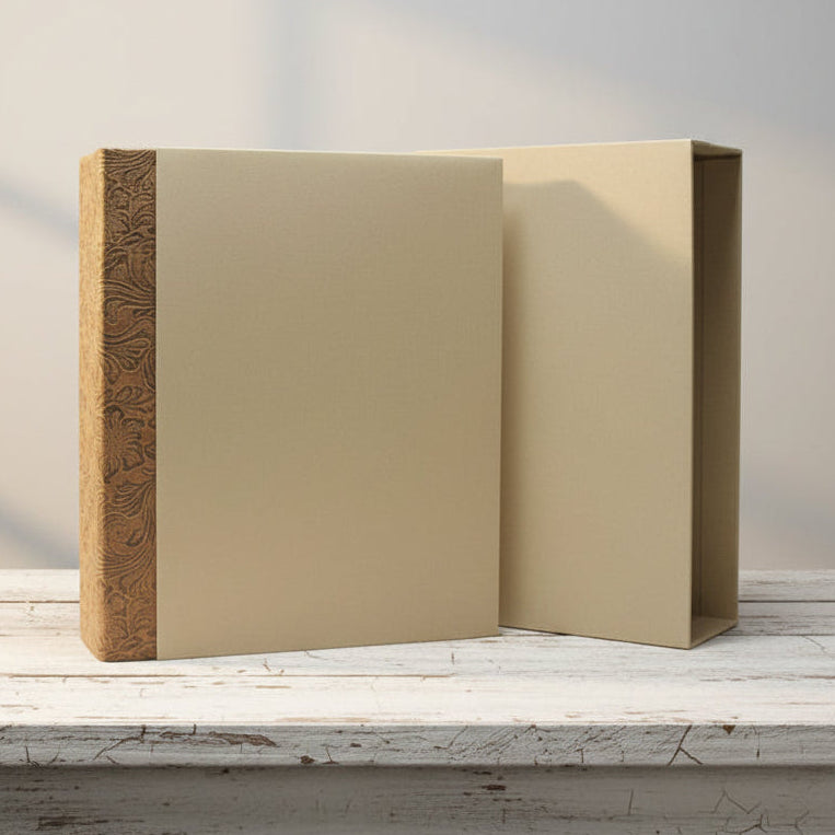 Blank Scrapbook Album, Handmade - Large Album with Storage Case to document a year of your life, for Photos and Memorabilia, You Decorate it
