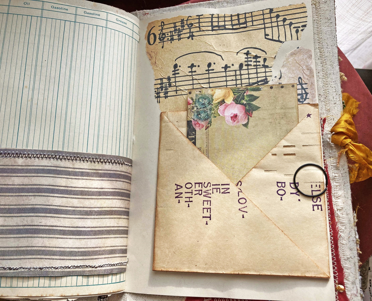 Carpetbagger Journal with Soft Upholstery Fabric Cover, Vintage Style Junk Journal, Room for Journaling and Photos