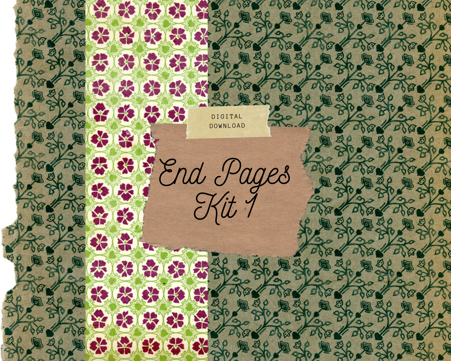 Mega Kit! 41 Sheets of Antique Marbled Paper, End Papers for Junk Journals or Book Making, Collage paper | Digital Download