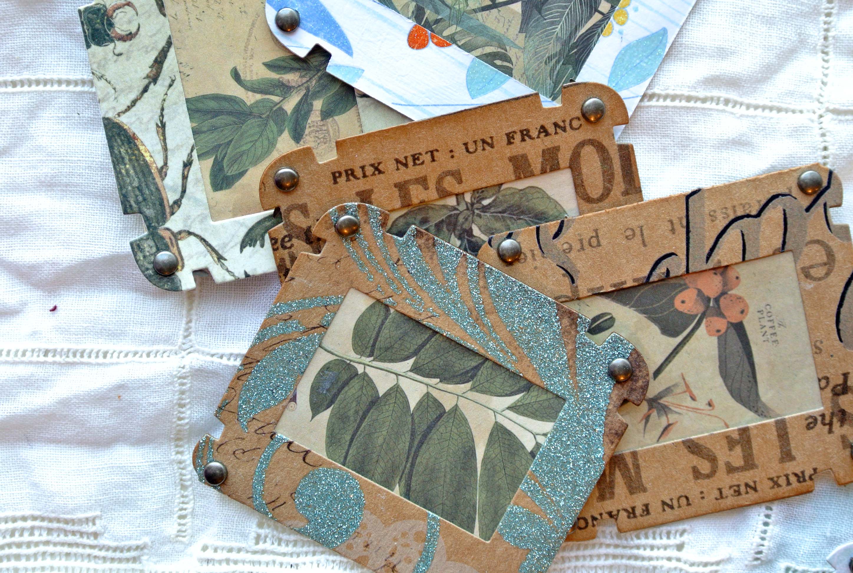 Specimen Slide Cards, Junk Journal Ephemera Handmade, Botanical, Field Notes