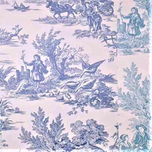 French Toile Whimsy Unpasted Wallpaper Sample Sheets for Crafts, Junk Journals, Mixed Media and Collage Art Projects