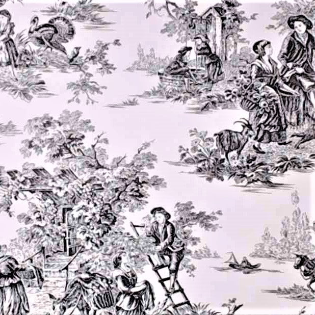 French Toile Whimsy Unpasted Wallpaper Sample Sheets for Crafts, Junk Journals, Mixed Media and Collage Art Projects