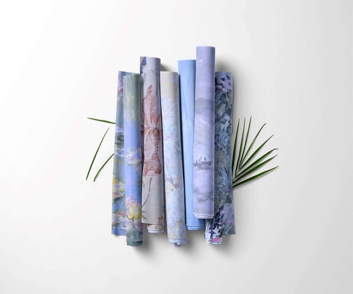 French Impressionist Unpasted Wallpaper Sample Sheets for Crafts, Junk Journals, Mixed Media and Collage Art Projects