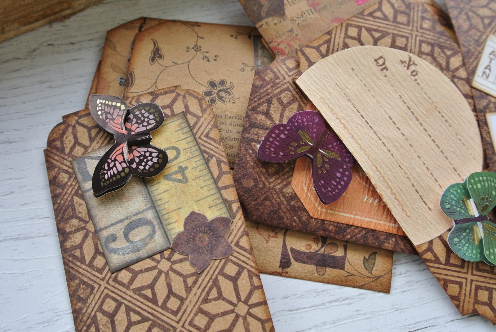 Papercraft Tags in Earthy Tones, for Junk Journals - set of 10