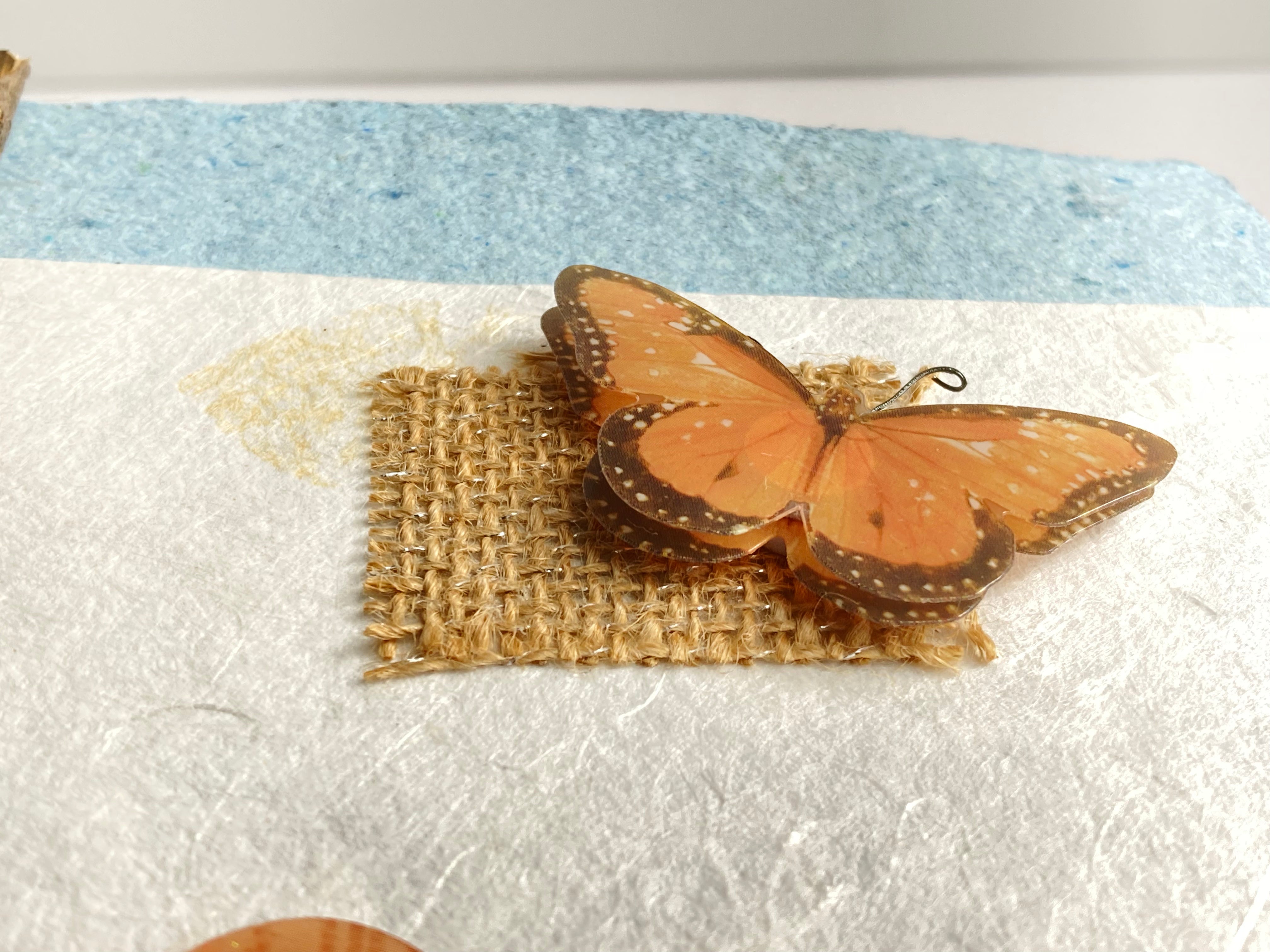 Botanical Art Journal with Handmade Paper Cover, Variety of Mixed Media Pages, Hand Sewn Binding with Stick Inserted