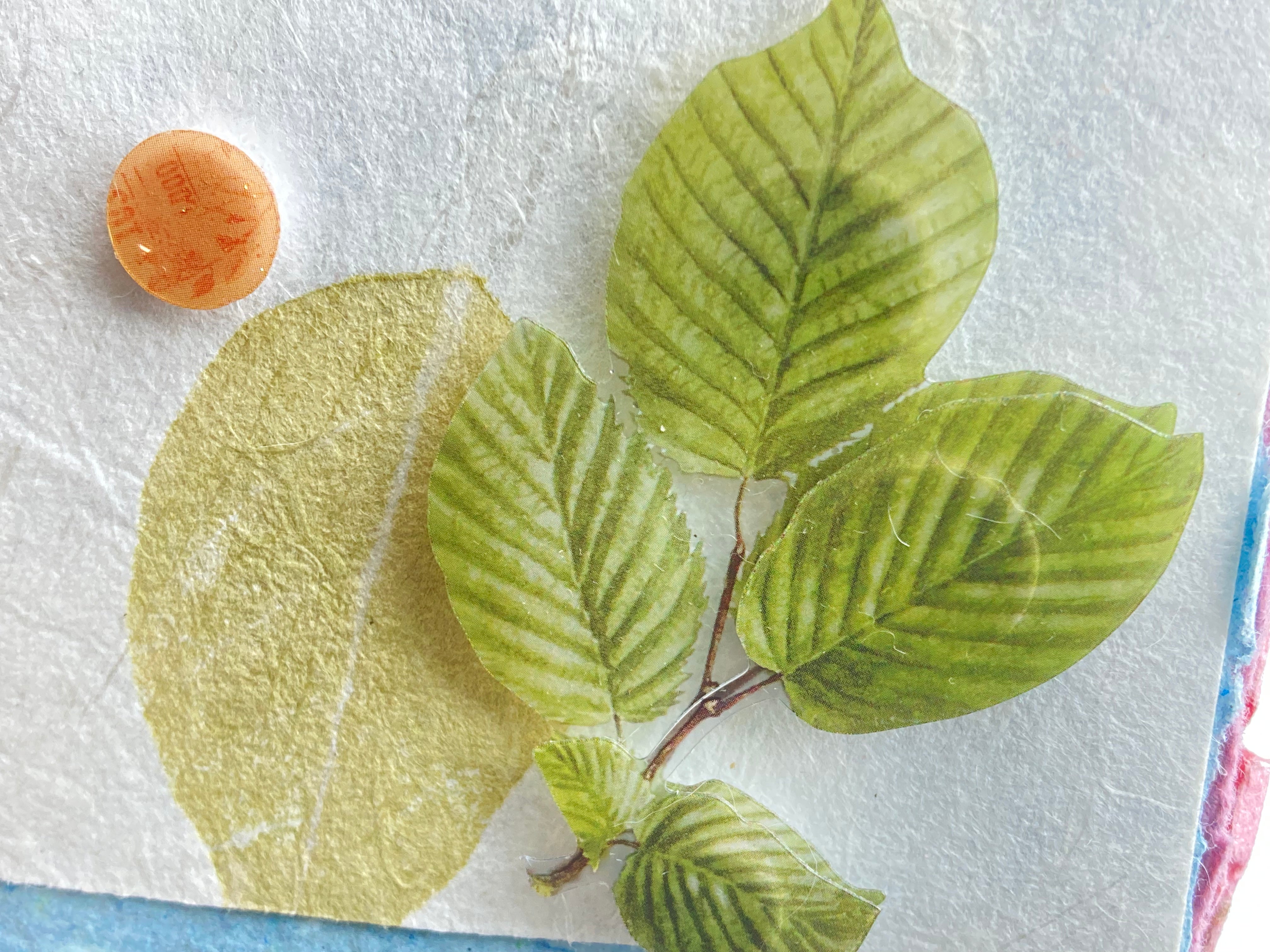 Botanical Art Journal with Handmade Paper Cover, Variety of Mixed Media Pages, Hand Sewn Binding with Stick Inserted