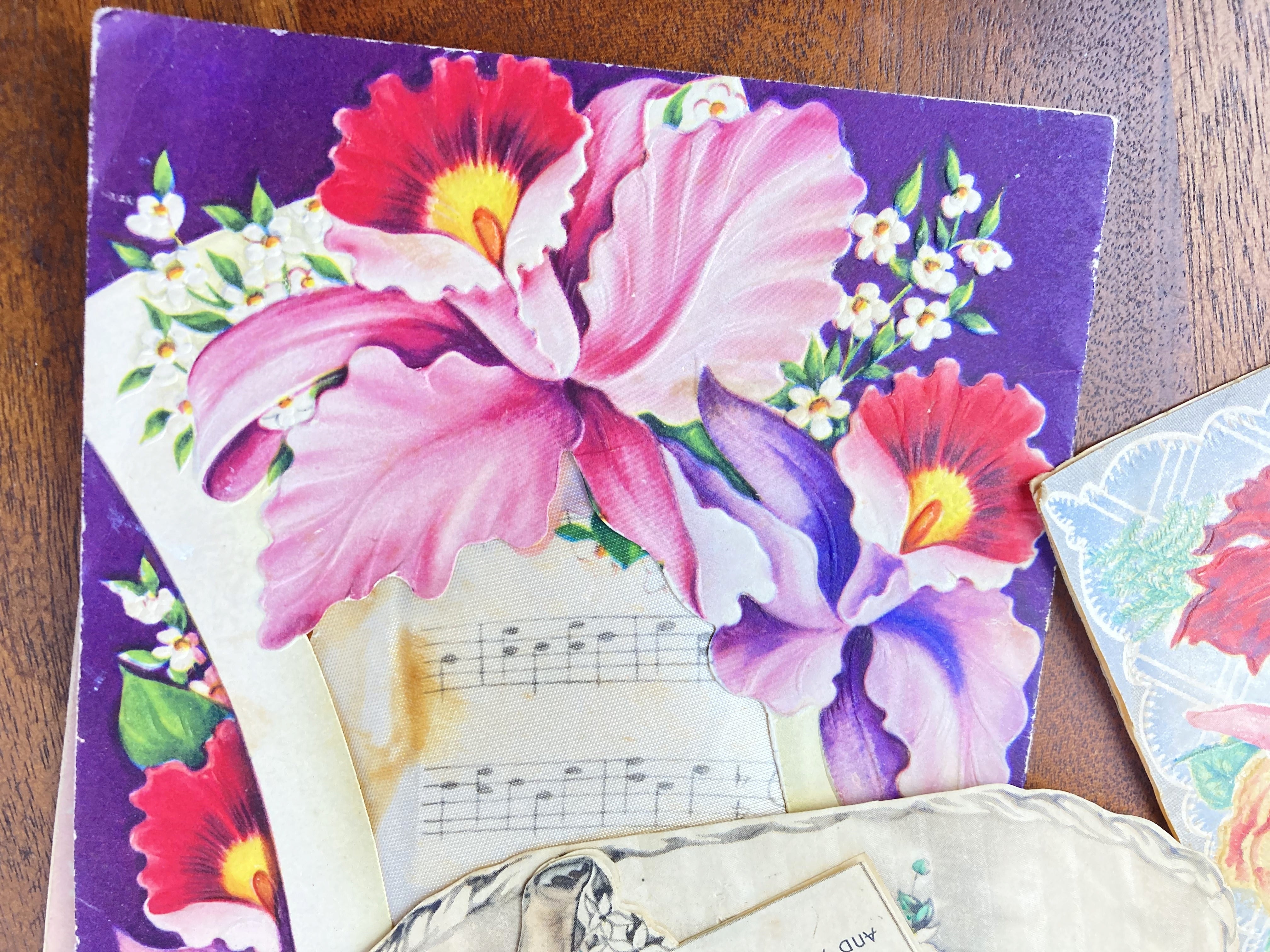 Antique Greeting Cards, Mother's Day, Anniversary, Ephemera Lot, Junk Journal Supplies - set of 6