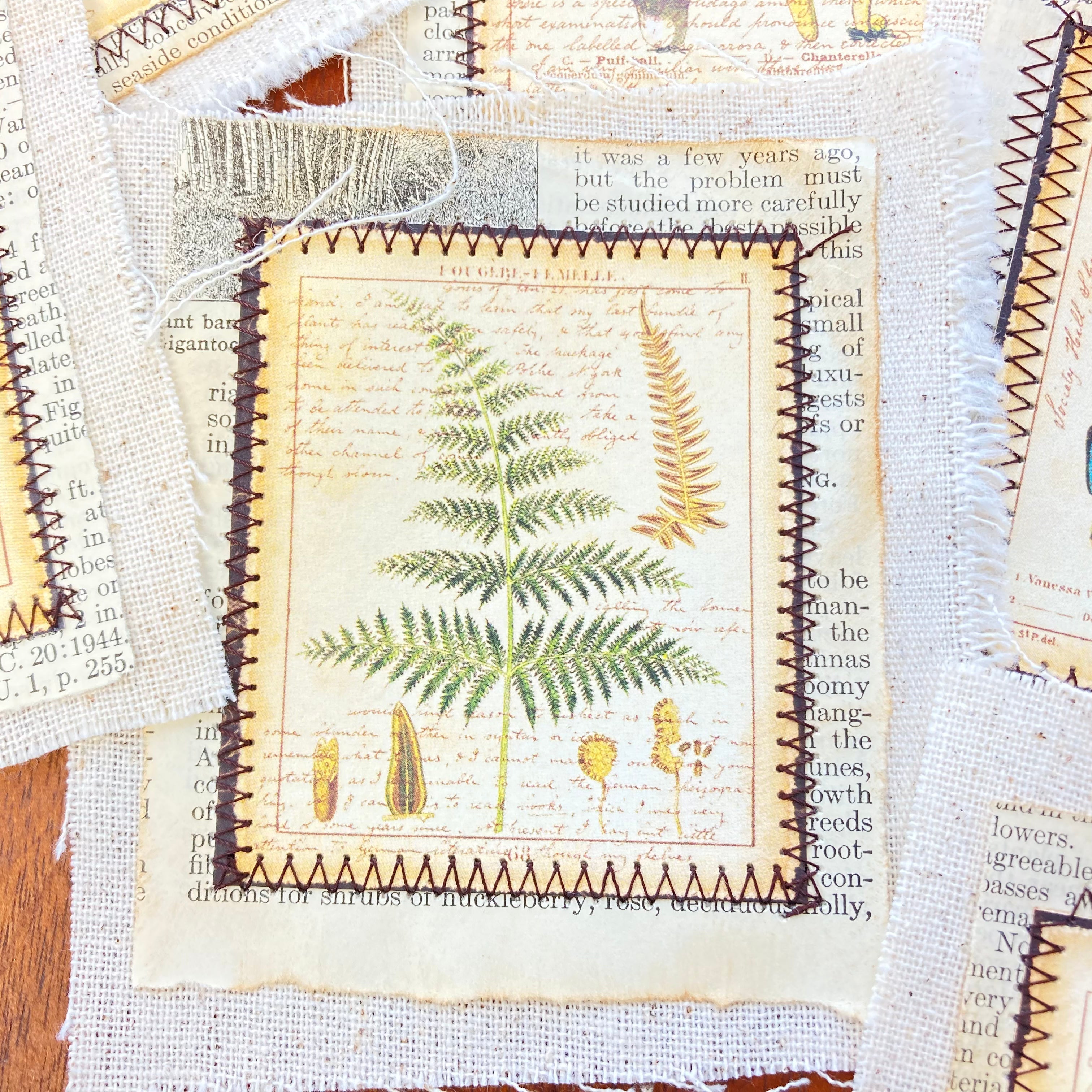 Fabric Flip Botanical Theme Ephemera for Junk Journal - set of 8