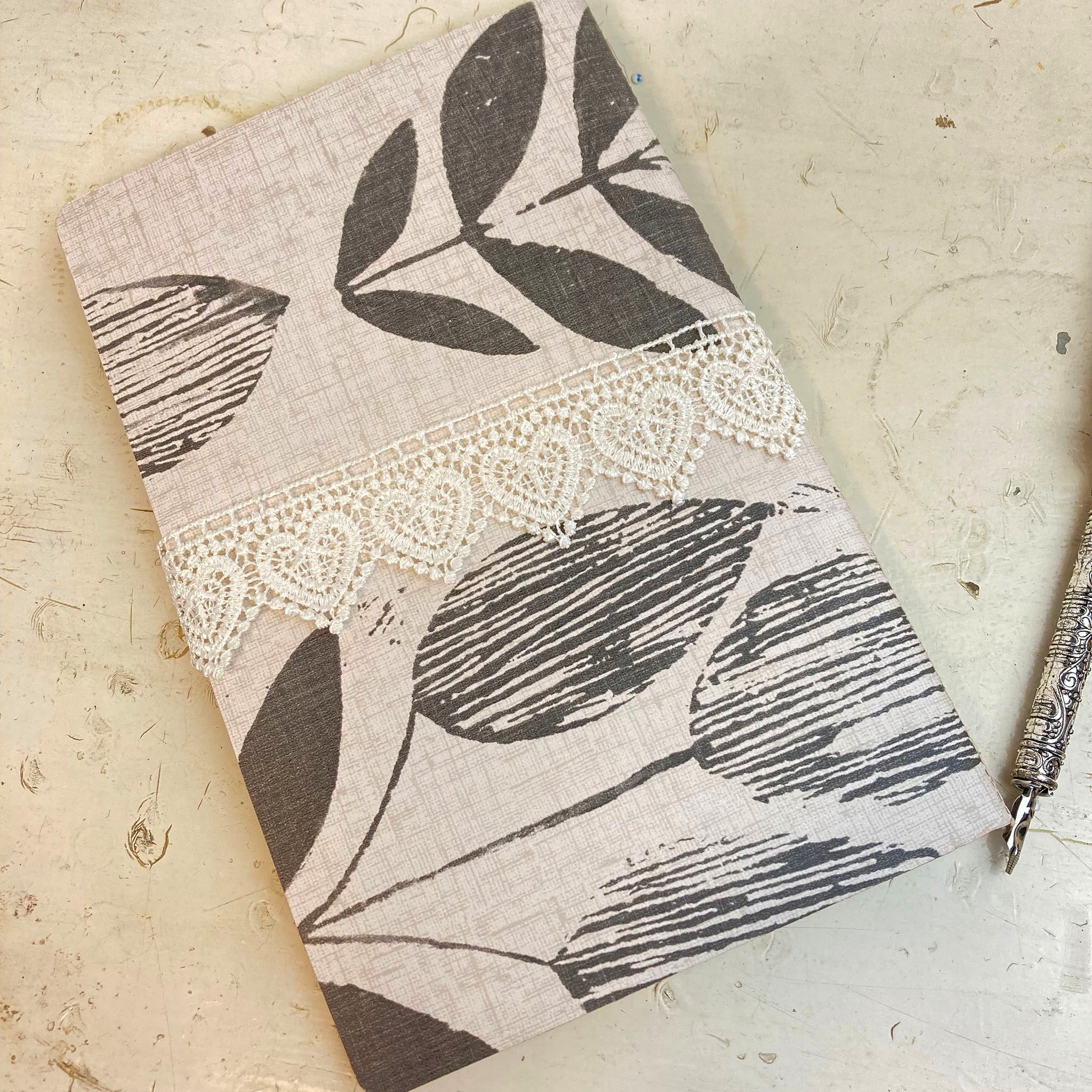 Soft Cover Writing Journal, Blank Newsprint Pages, Wallpaper Cover, Fits in your Purse