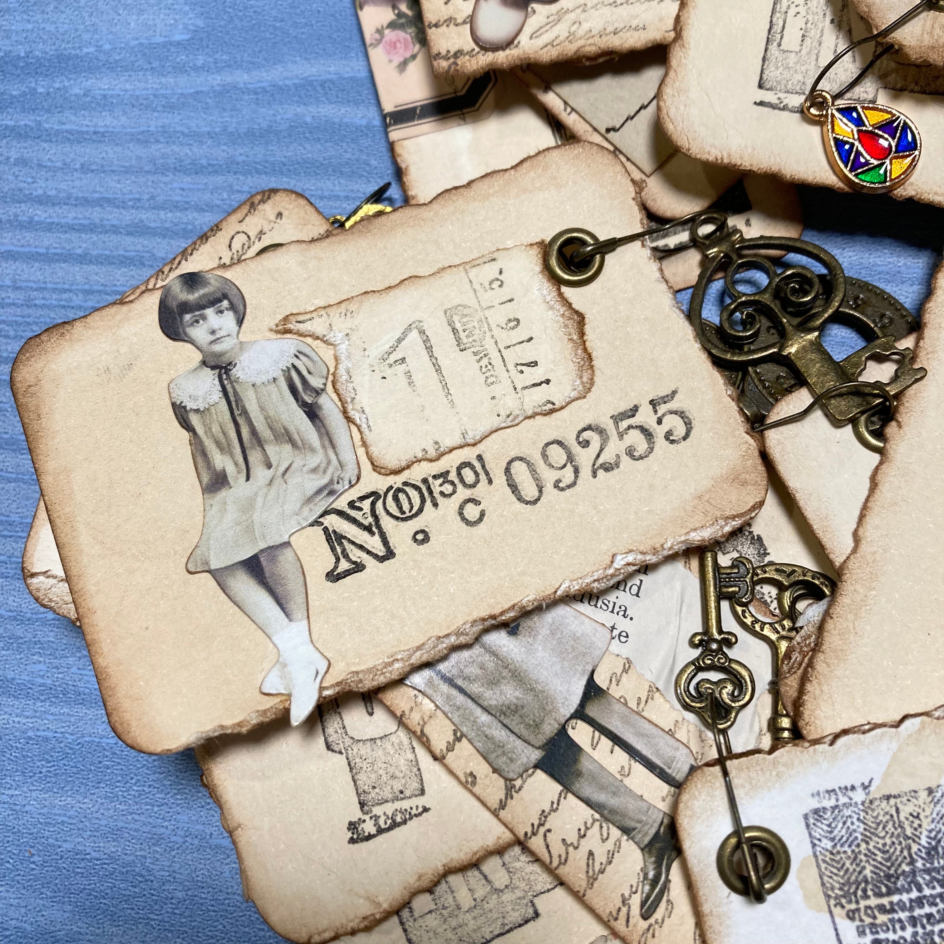 Ephemera Tags for Junk Journals, Embellishments, Gift Tags, Vintage Style, Handmade