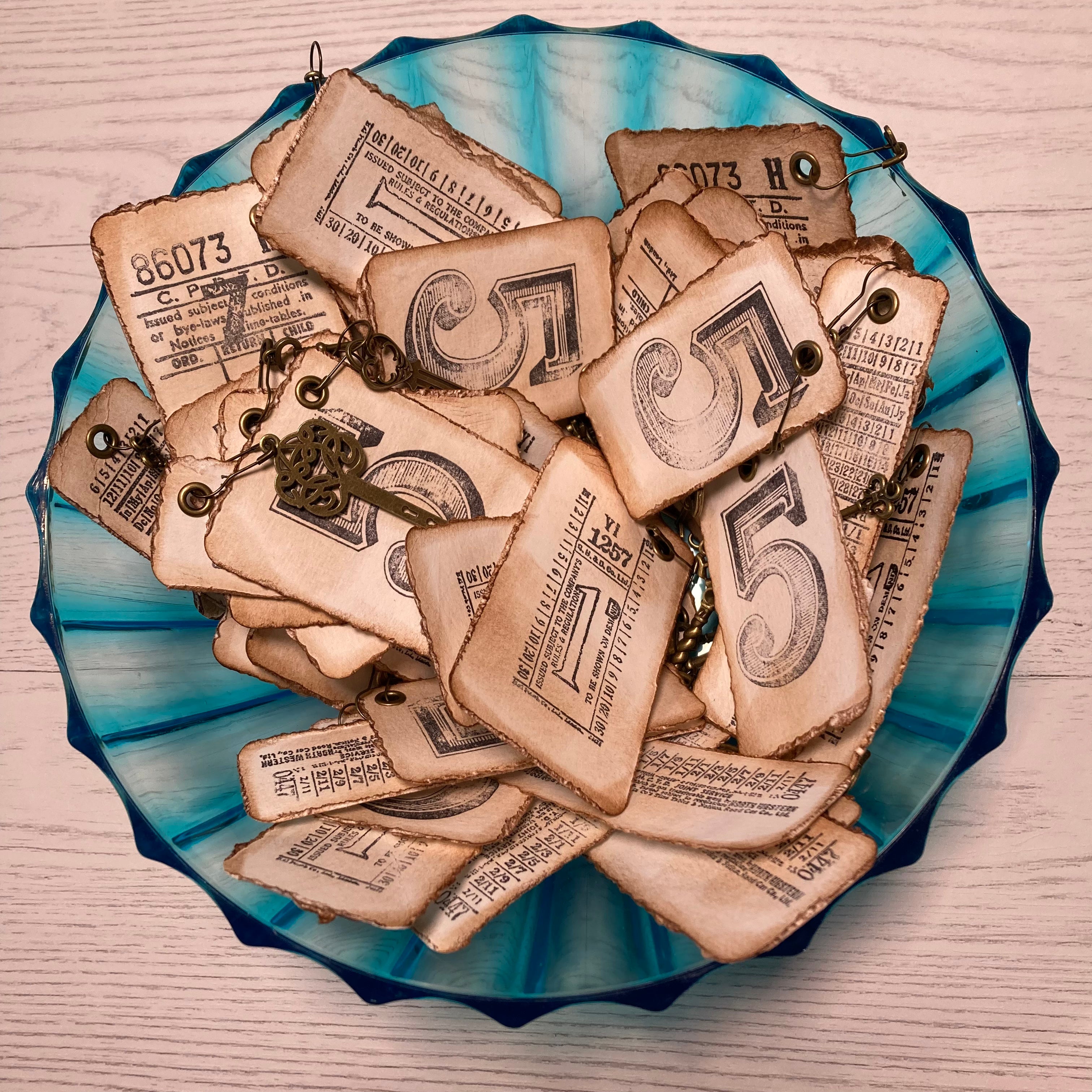 Ephemera Tags for Junk Journals, Embellishments, Gift Tags, Vintage Style, Handmade