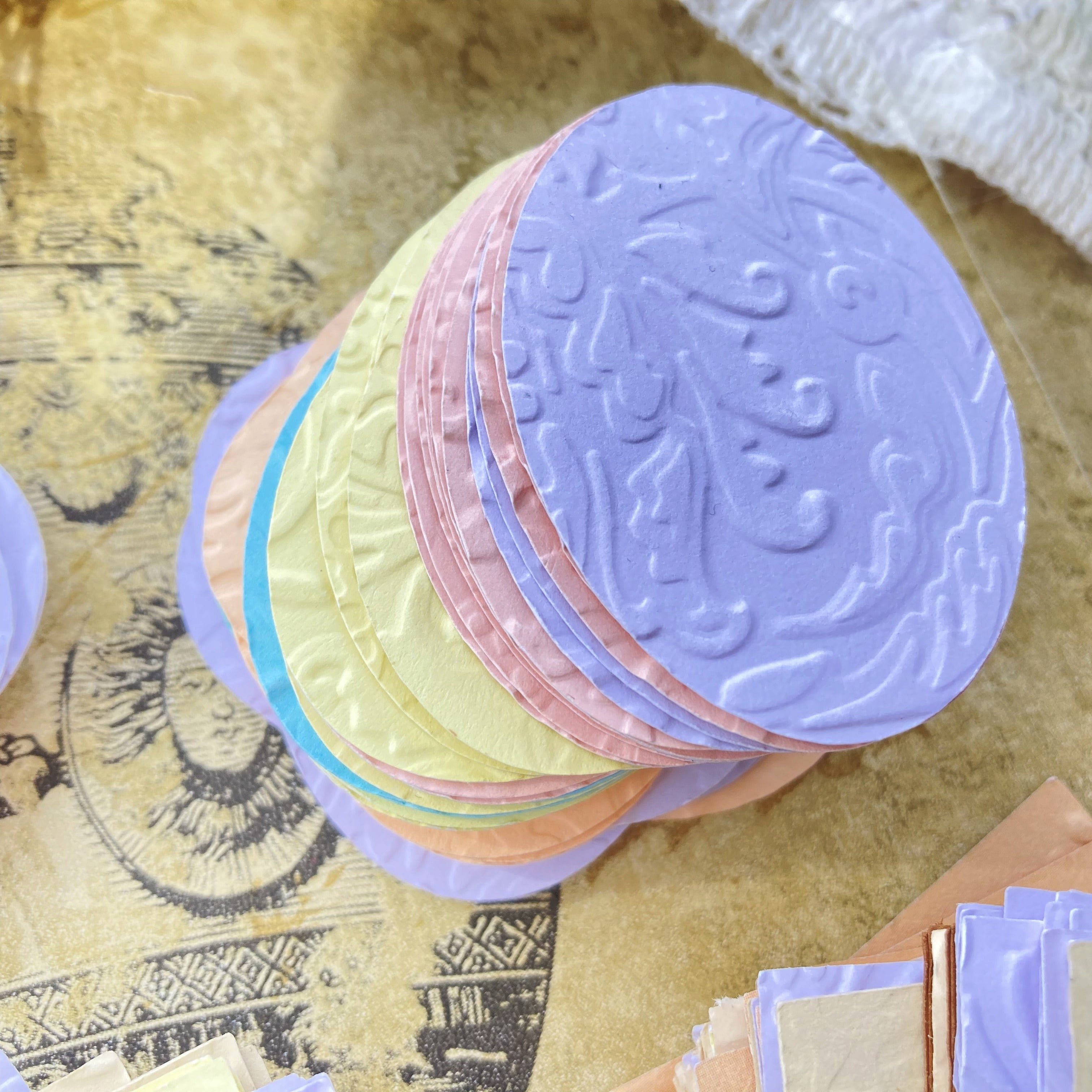 Embossed Die-cut Paper Frames, Ovals and Squares, Pastel Assortment, Cardstock, Paper Embellishments, for Paper Crafts