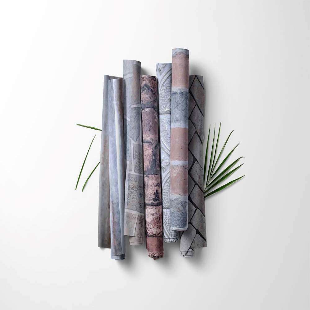 Industrial Stone, Tiles and Metal Unpasted Wallpaper Sample Sheets for Crafts, Junk Journals, Mixed Media and Collage Art