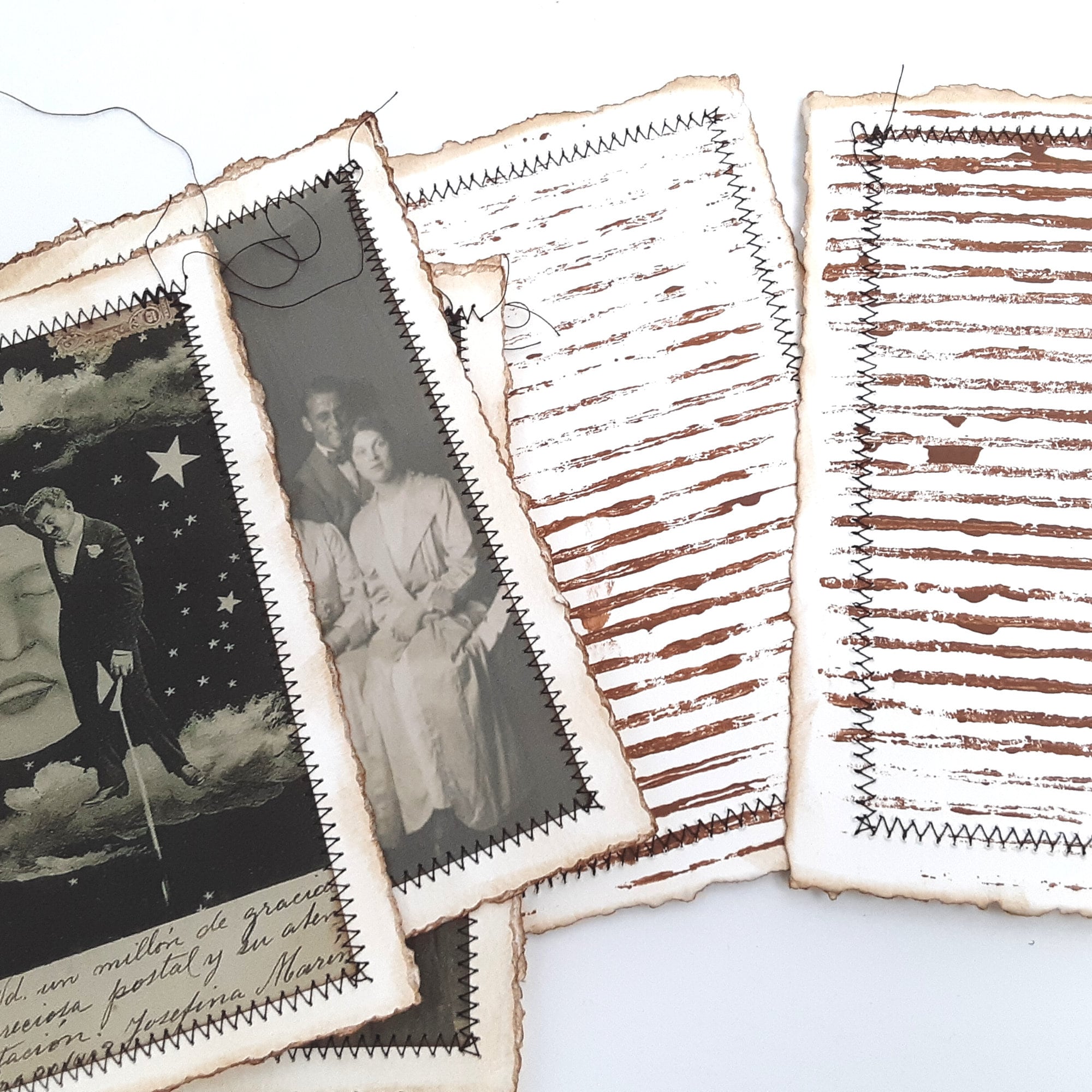 Journal Cards with Vintage Moon Photos, Junk Journal Page Inserts, Set of 5