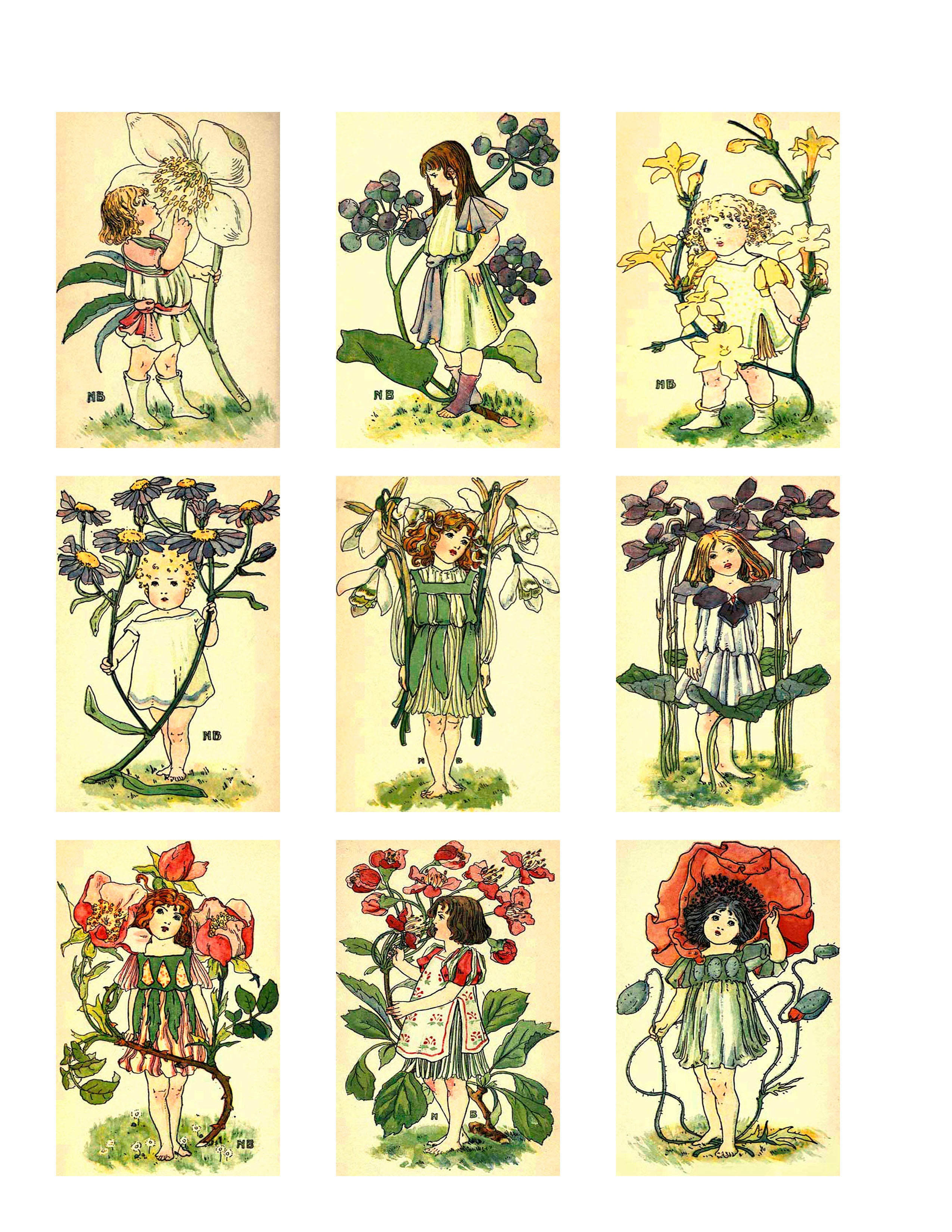 The Dumpy Children Book, Vintage Flowers, Fairies, Printable Junk Journal Kit, Page Inserts | Digital download