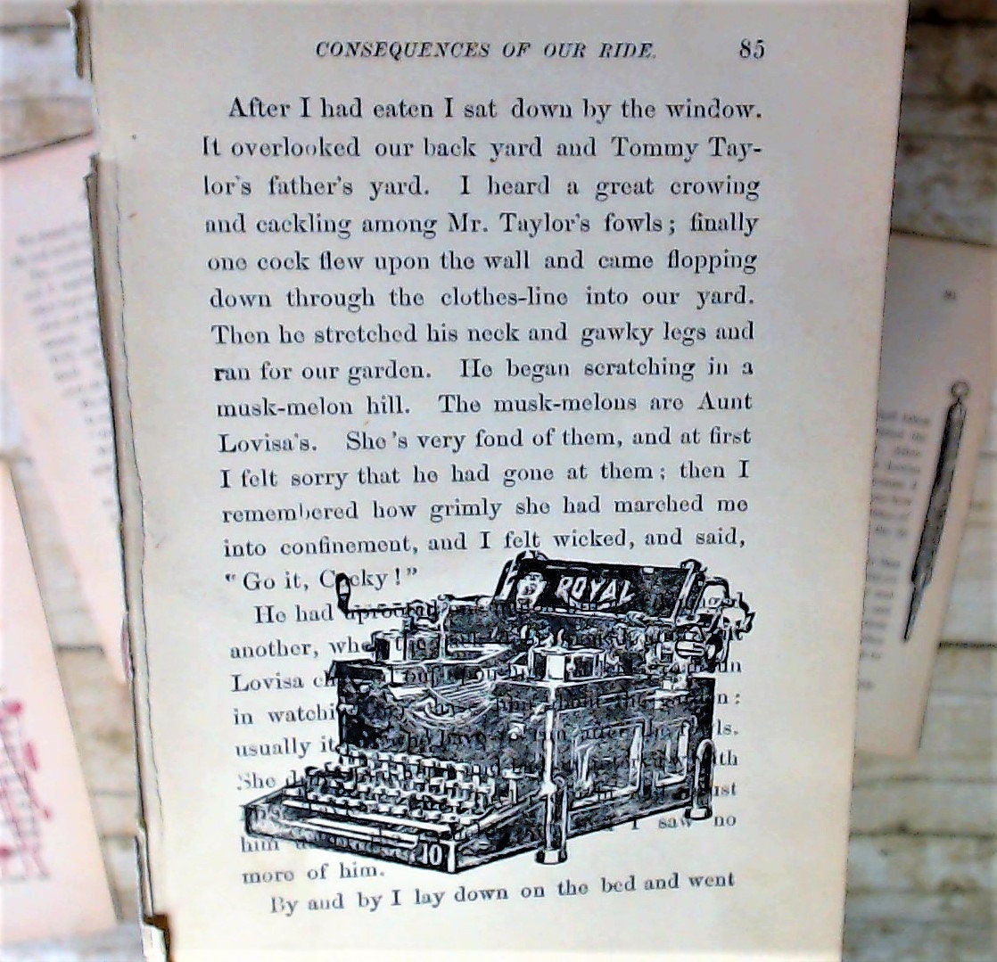 Junk Journal Ephemera Pack, Handmade, Vintage Images stamped onto Antique Book Pages