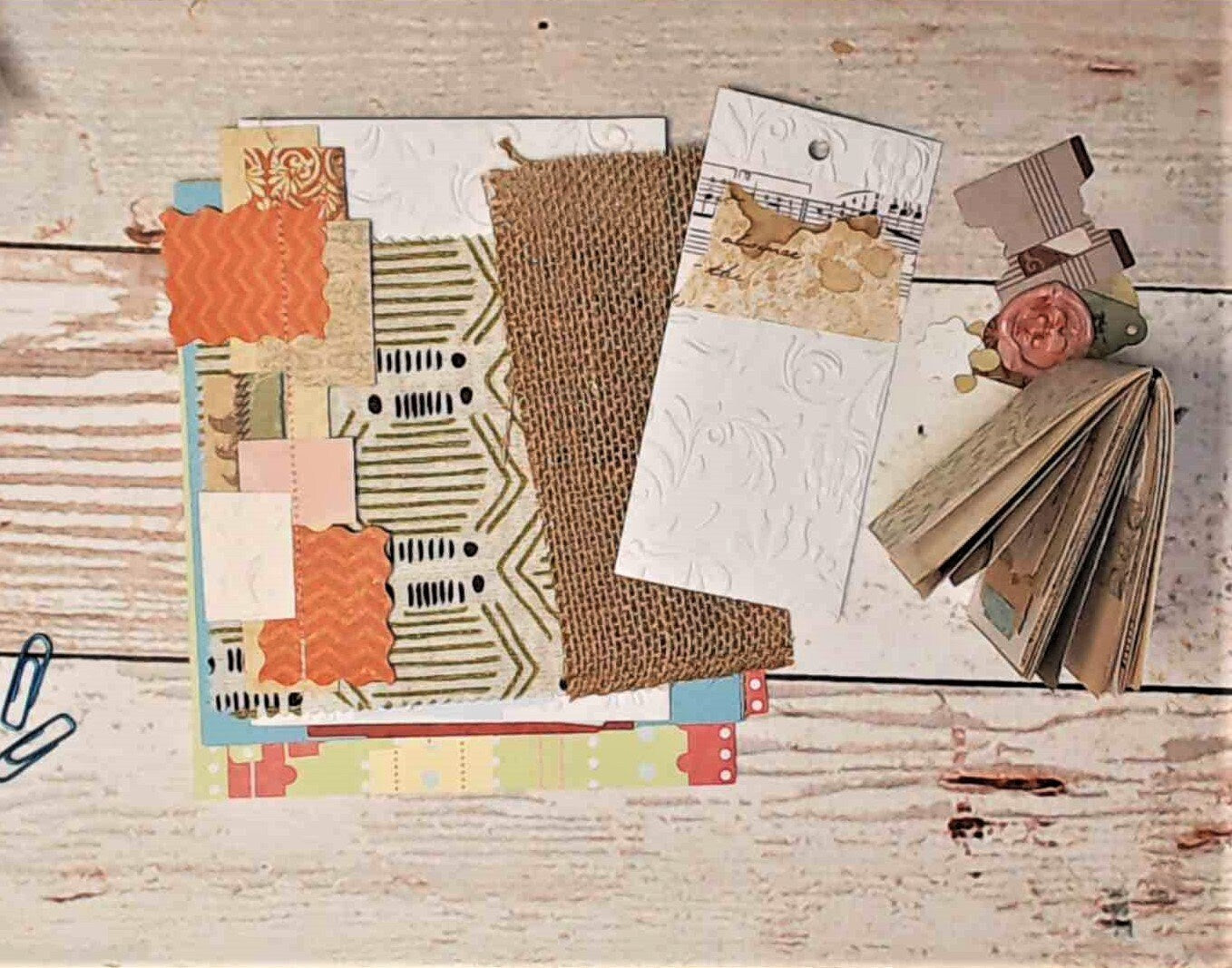 Junk Journal Kit for Beginner, Starter Kit, includes Tiny 3" Mini Journal and Ephemera Pack