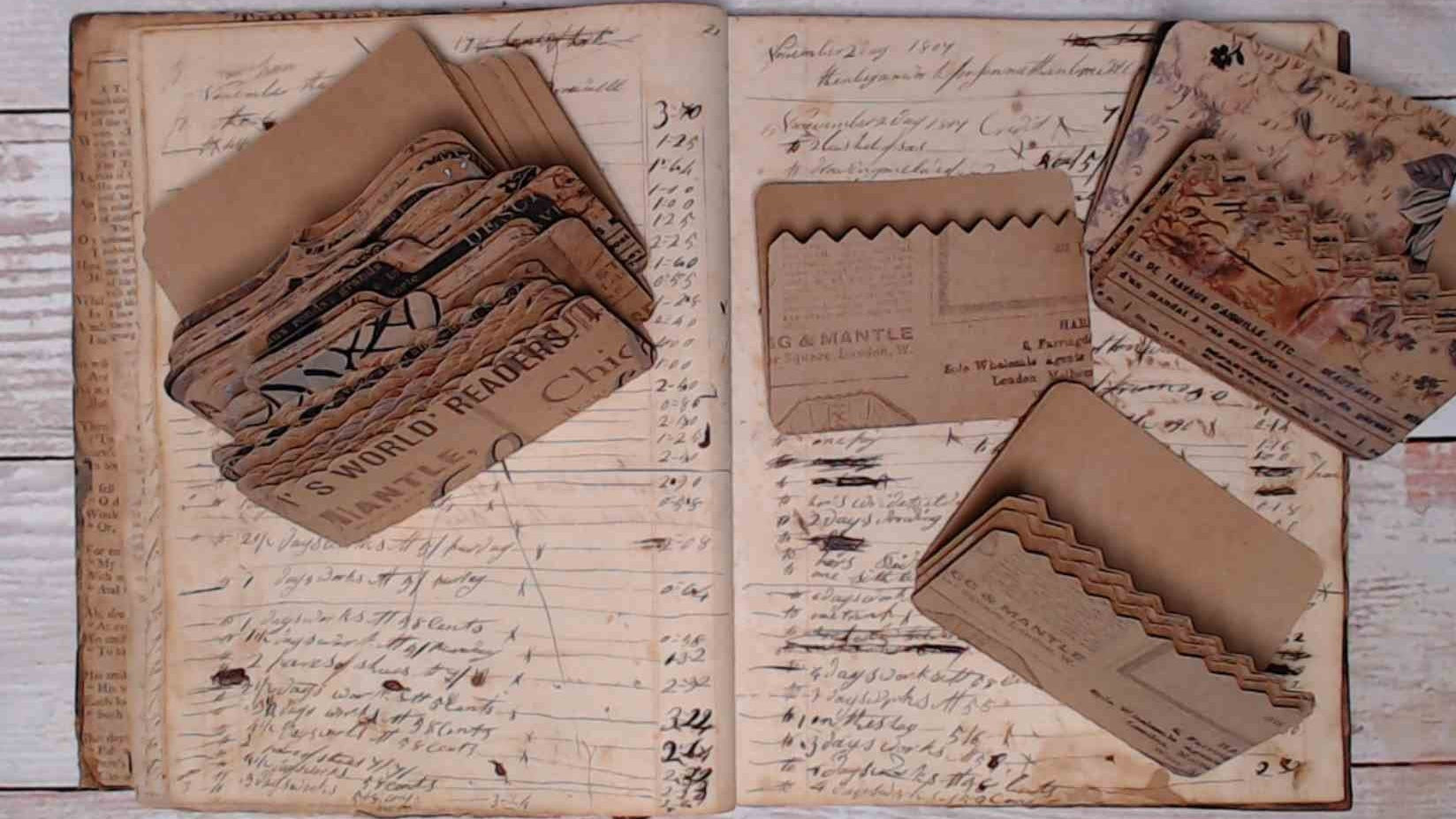 Kraft Mini File Folders, Junk Journal Ephemera, Vintage Style, makes great Pockets and Tuck Spots - set of 12 Die Cuts