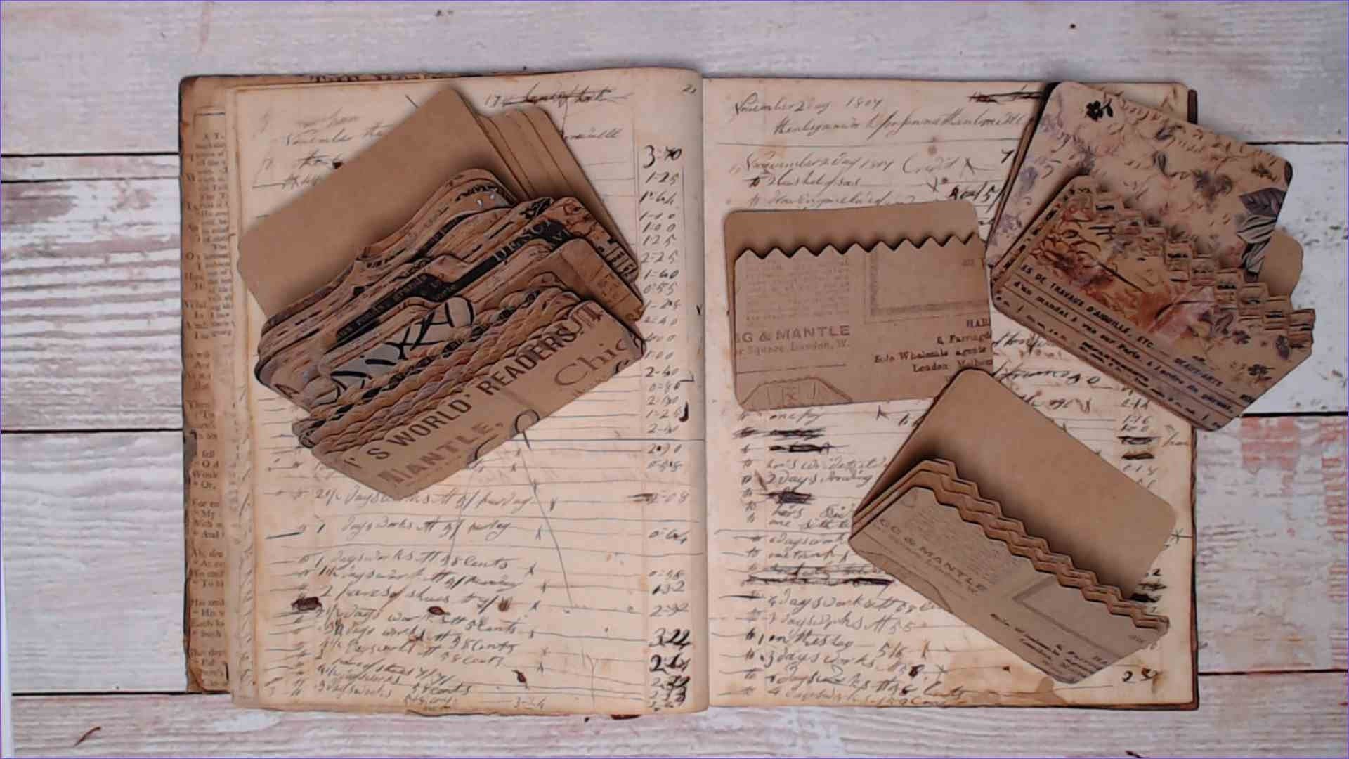 Kraft Mini File Folders, Junk Journal Ephemera, Vintage Style, makes great Pockets and Tuck Spots - set of 12 Die Cuts