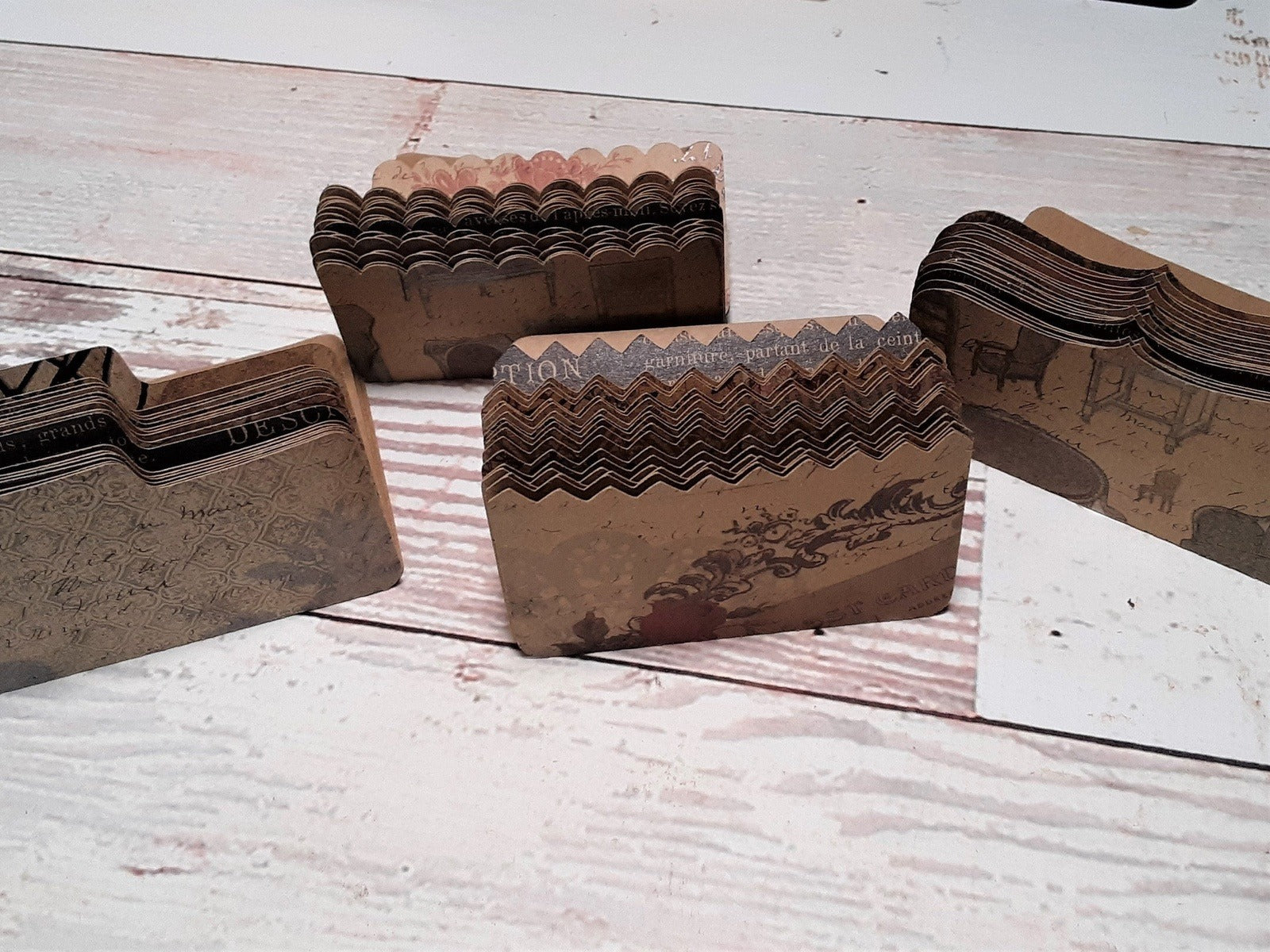 Kraft Mini File Folders, Junk Journal Ephemera, Vintage Style, makes great Pockets and Tuck Spots - set of 12 Die Cuts