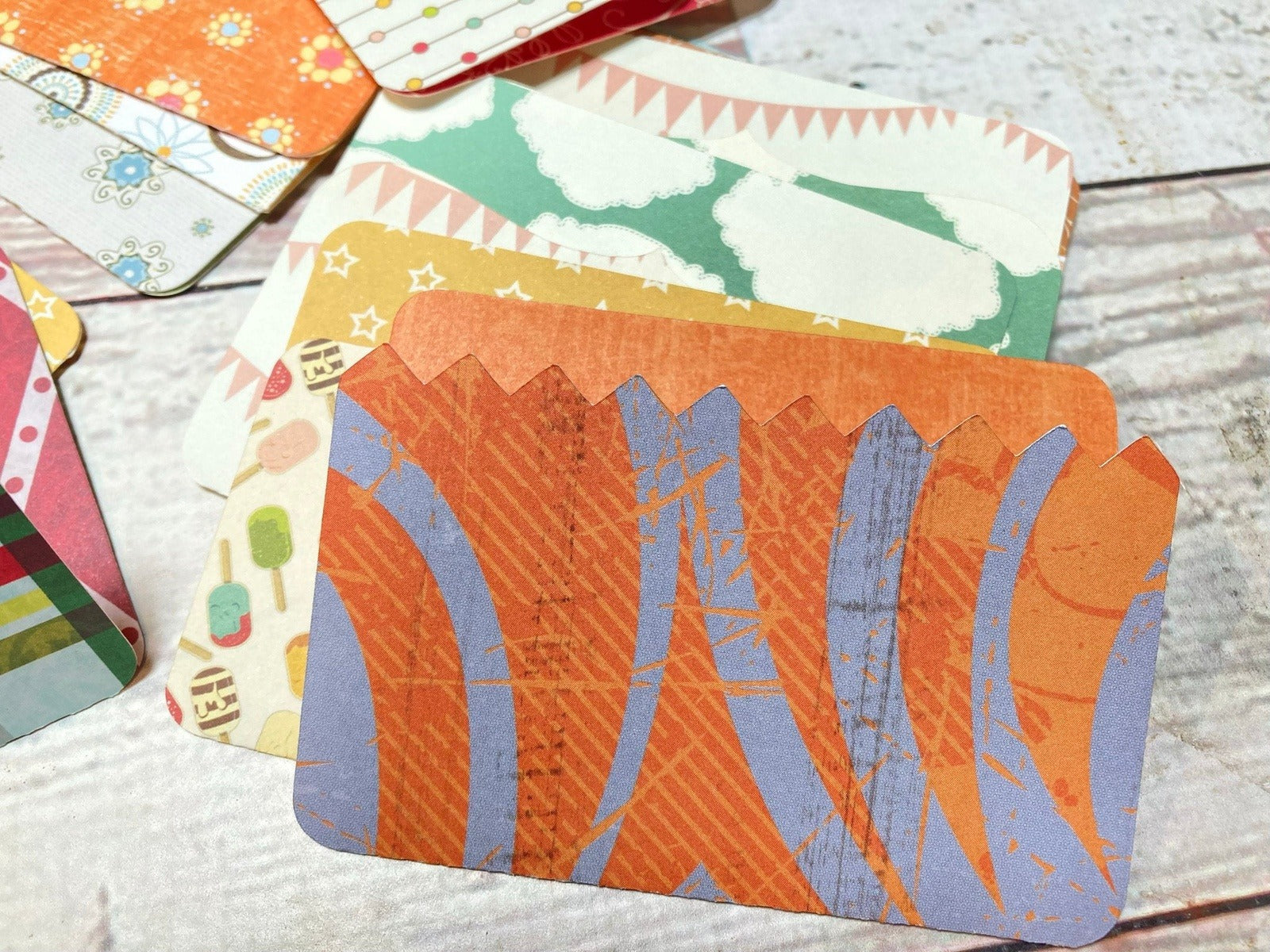 Mini File Folders, Die Cut from Scrapbook Paper, Junk Journal Ephemera Kit, Set of 16