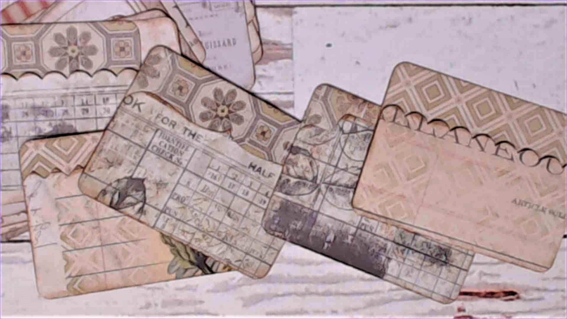 Mini File Folders, Tim Holtz Wallflower paper, Junk Journal Ephemera, Die Cuts - Set of 16