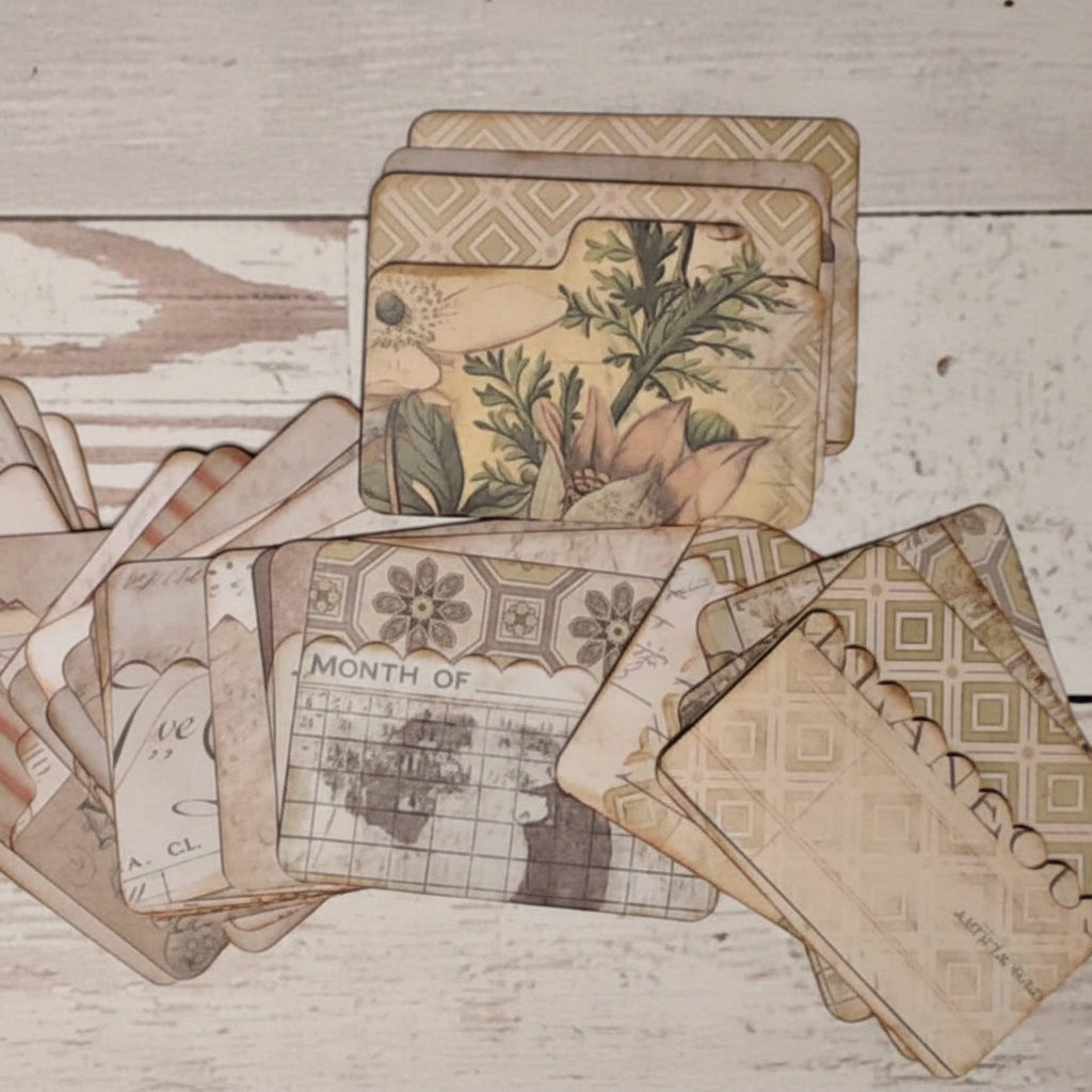 Mini File Folders, Tim Holtz Wallflower paper, Junk Journal Ephemera, Die Cuts - Set of 16