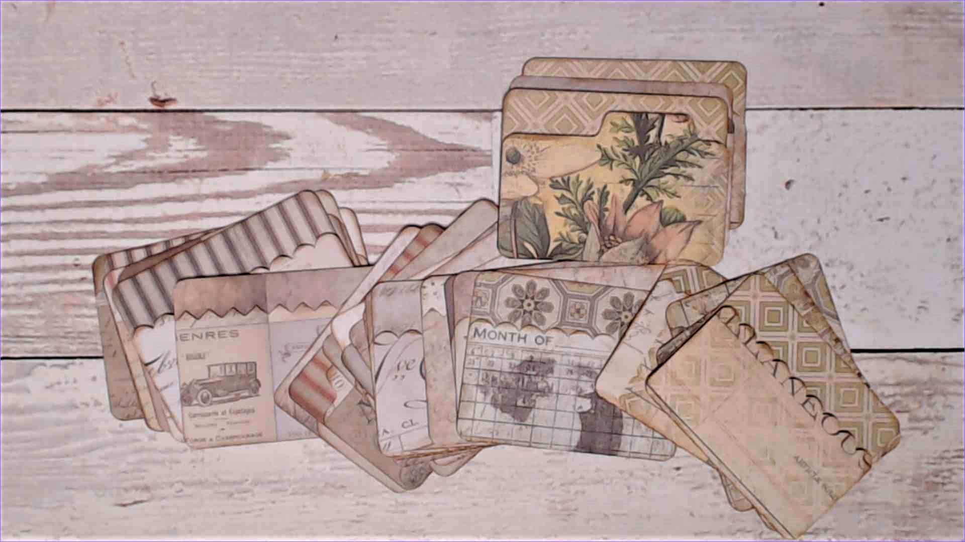 Mini File Folders, Tim Holtz Wallflower paper, Junk Journal Ephemera, Die Cuts - Set of 16