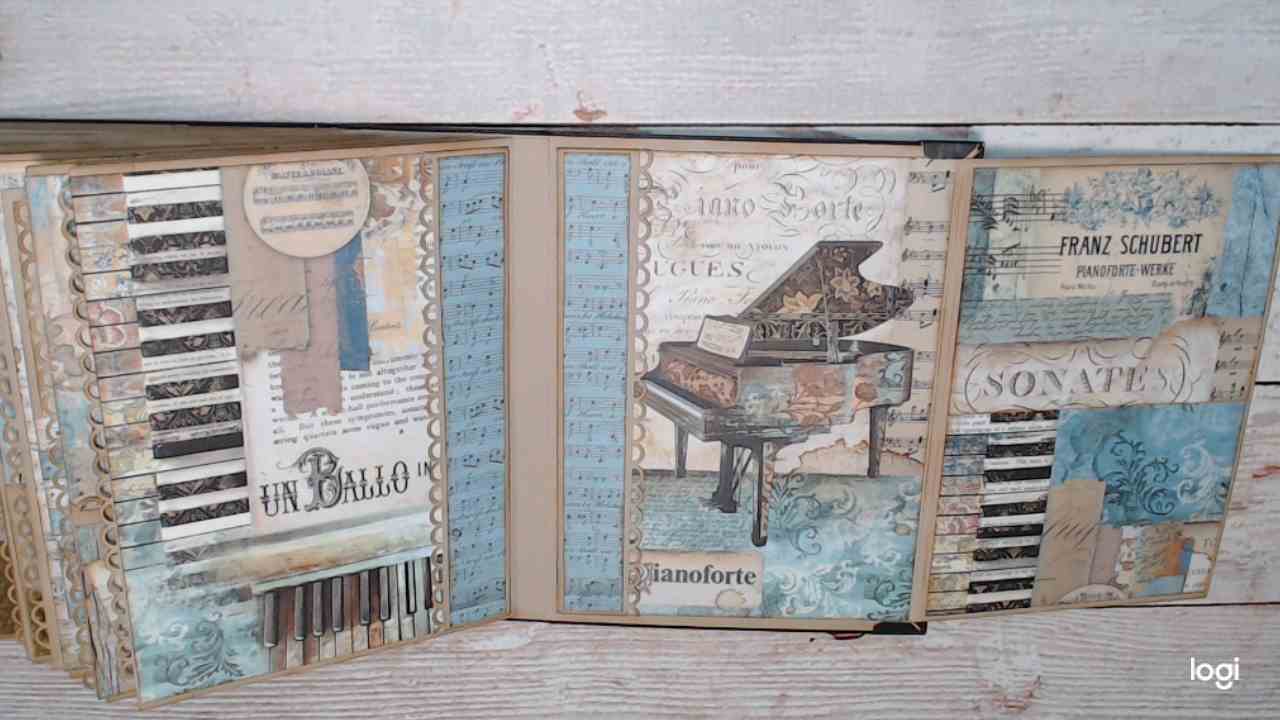 Music Theme Mini Photo Album, Gift for Musician or Music Lover, Handmade Scrapbook Album
