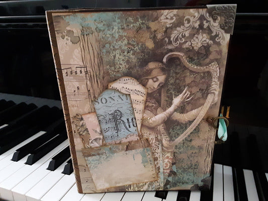 Music Theme Mini Photo Album, Gift for Musician or Music Lover, Handmade Scrapbook Album