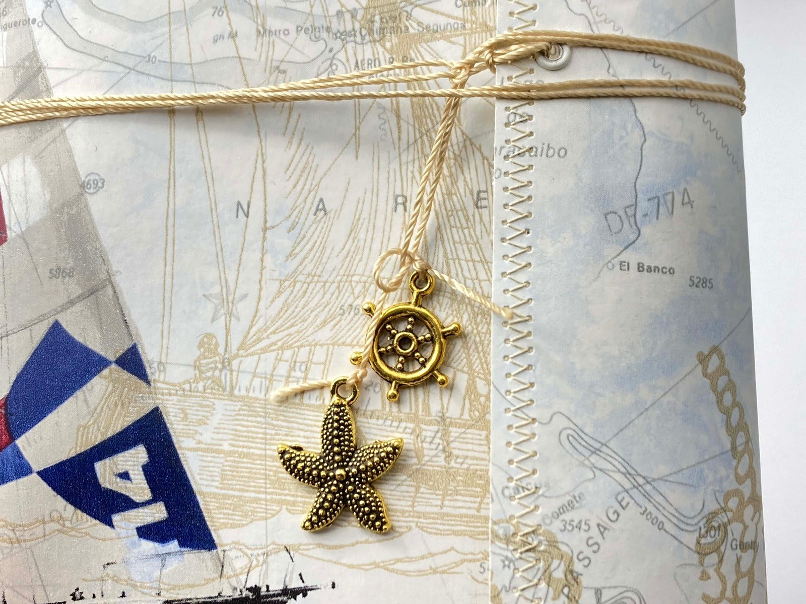 Nautical Theme, Soft Cover Handmade Junk Journal, Travel Journal, Wallet Style, Fits in your Purse