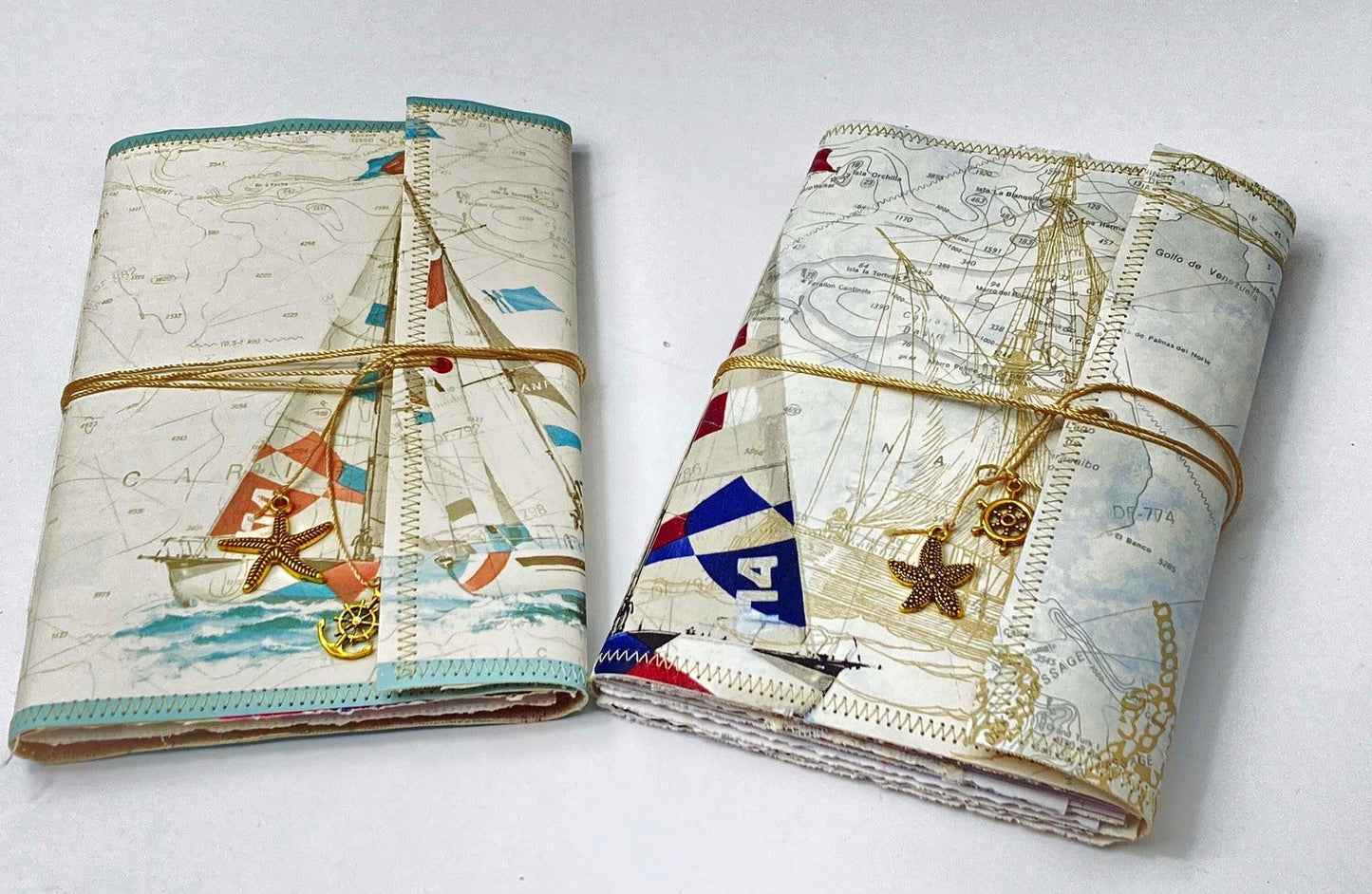 Nautical Theme, Soft Cover Handmade Junk Journal, Travel Journal, Wallet Style, Fits in your Purse