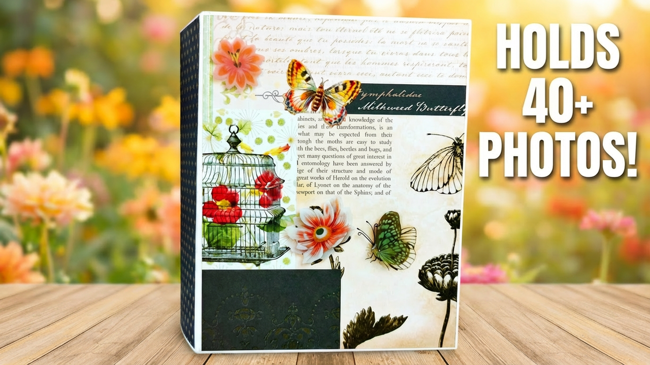 Butterfly Scrapbook Mini Album | Botanical Ephemera Album | Nature-Inspired Memory Book