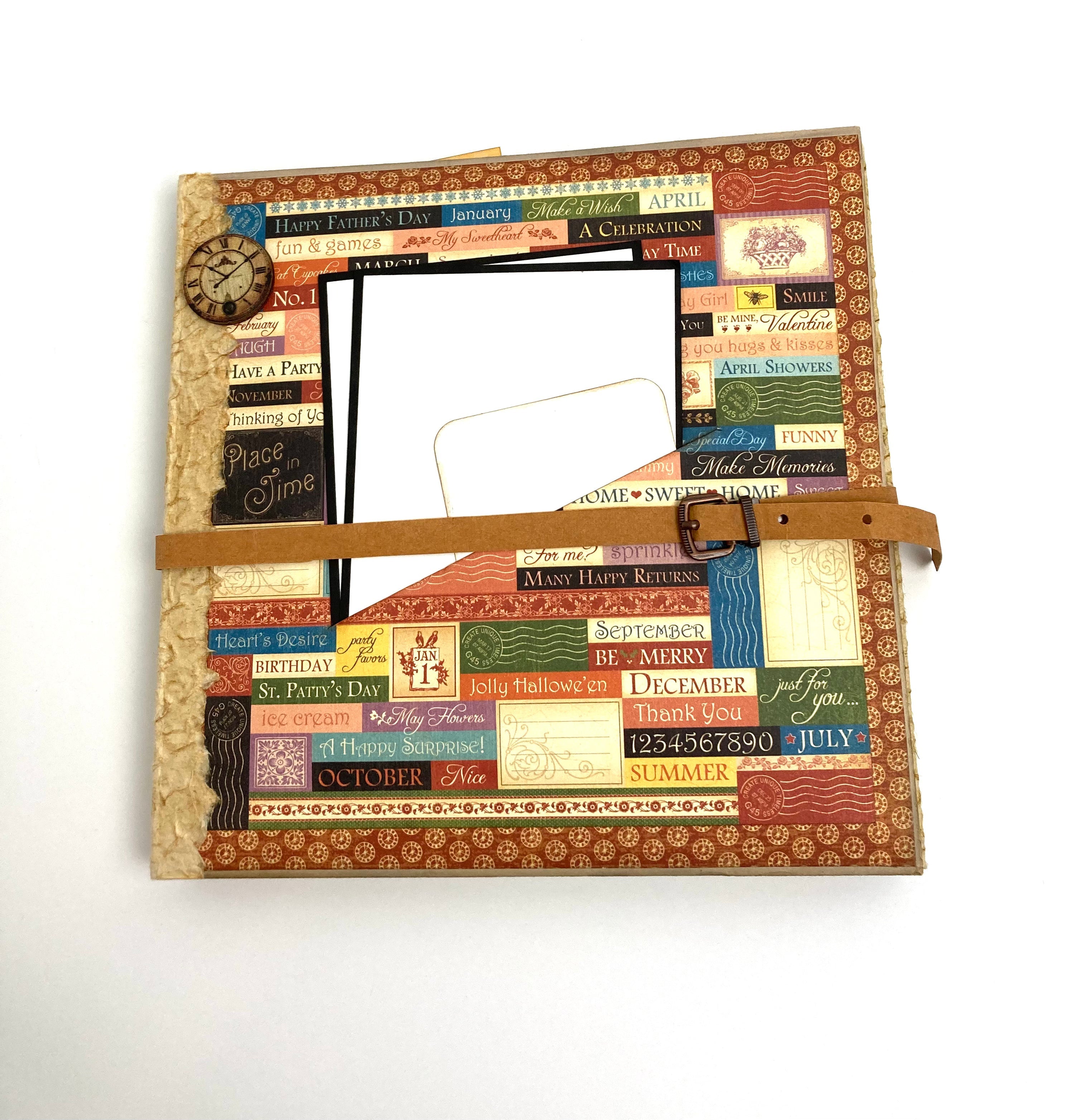 Scrapbook Mini Album for Photos and Planning, with 12-month calendar to document a year of your life